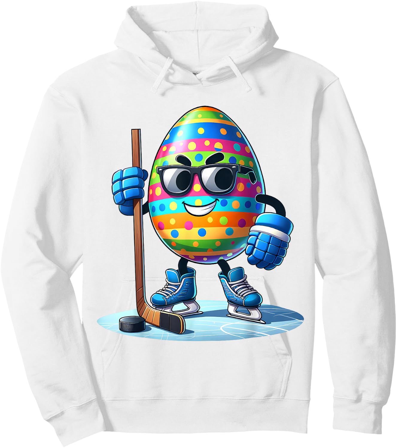 Easter Hockey Lovers Eggs Egg Bunny Rabbits Men Women Boys Hoodie - Hoodie | White
