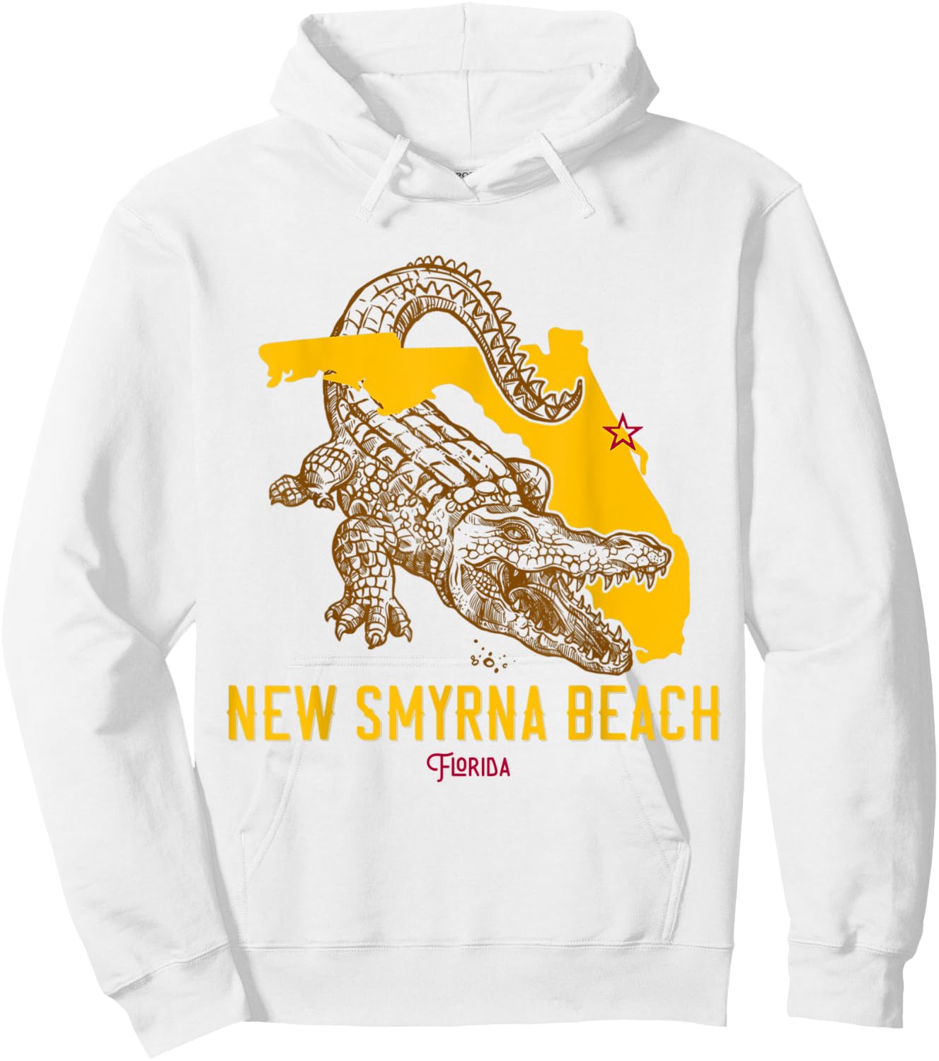 New Smyrna Beach Florida FL Aligator Vacation Surf Sunset Men Women Kids Hoodie - Hoodie | White
