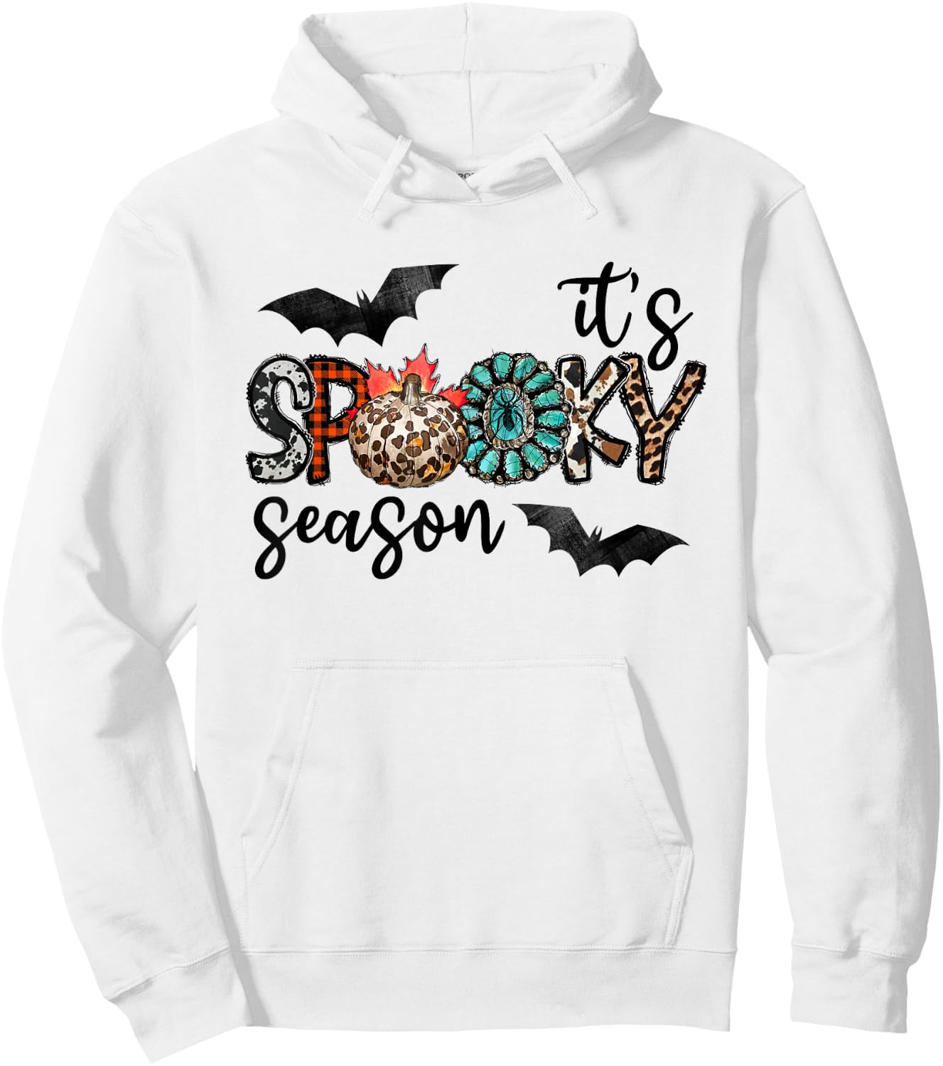 It's Spooky Season Pumpkin Leopard Hoodie - Hoodie | White