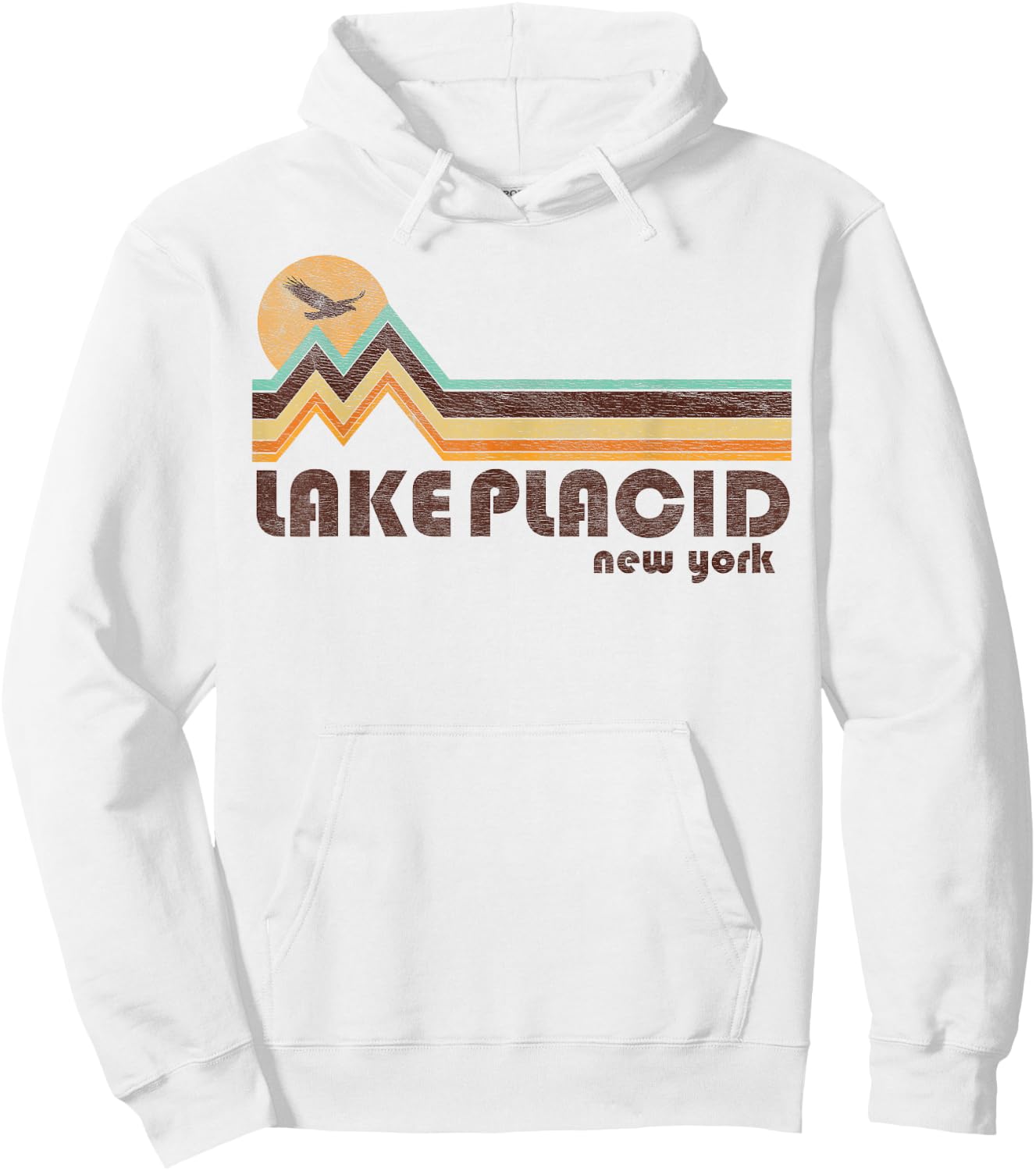 Lake Placid New York NY 70s 80s Retro Style Vintage Souvenir Hoodie - Hoodie | White