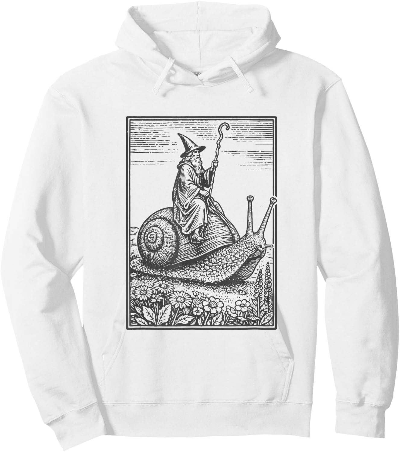 Zauberer, Magier, reitet auf Einer großen Schnecke, lustig Hoodie - Hoodie | White