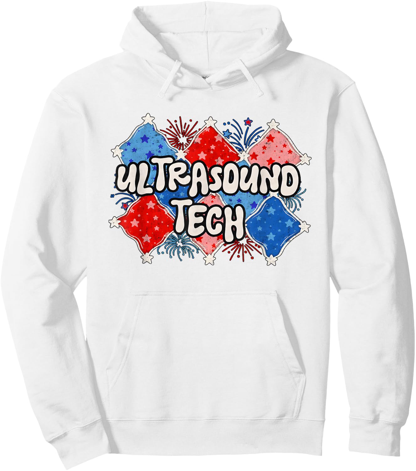 Retro 4th of July Ultrasound Tech OB MFM Sonographer Hoodie - Hoodie | White