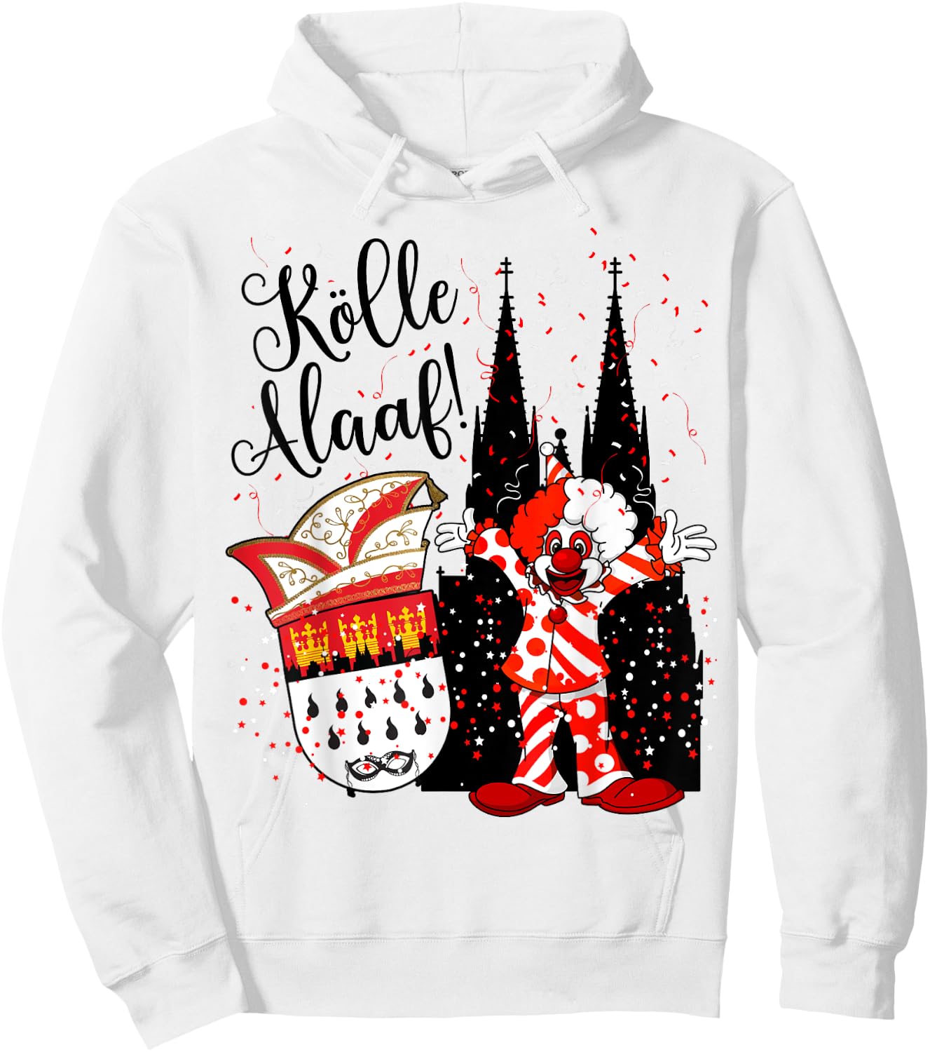 Cologne Cathedral Clown Cologne Alaaf Confetti Carnival Fashion Parade , White Hoodie - Hoodie | White