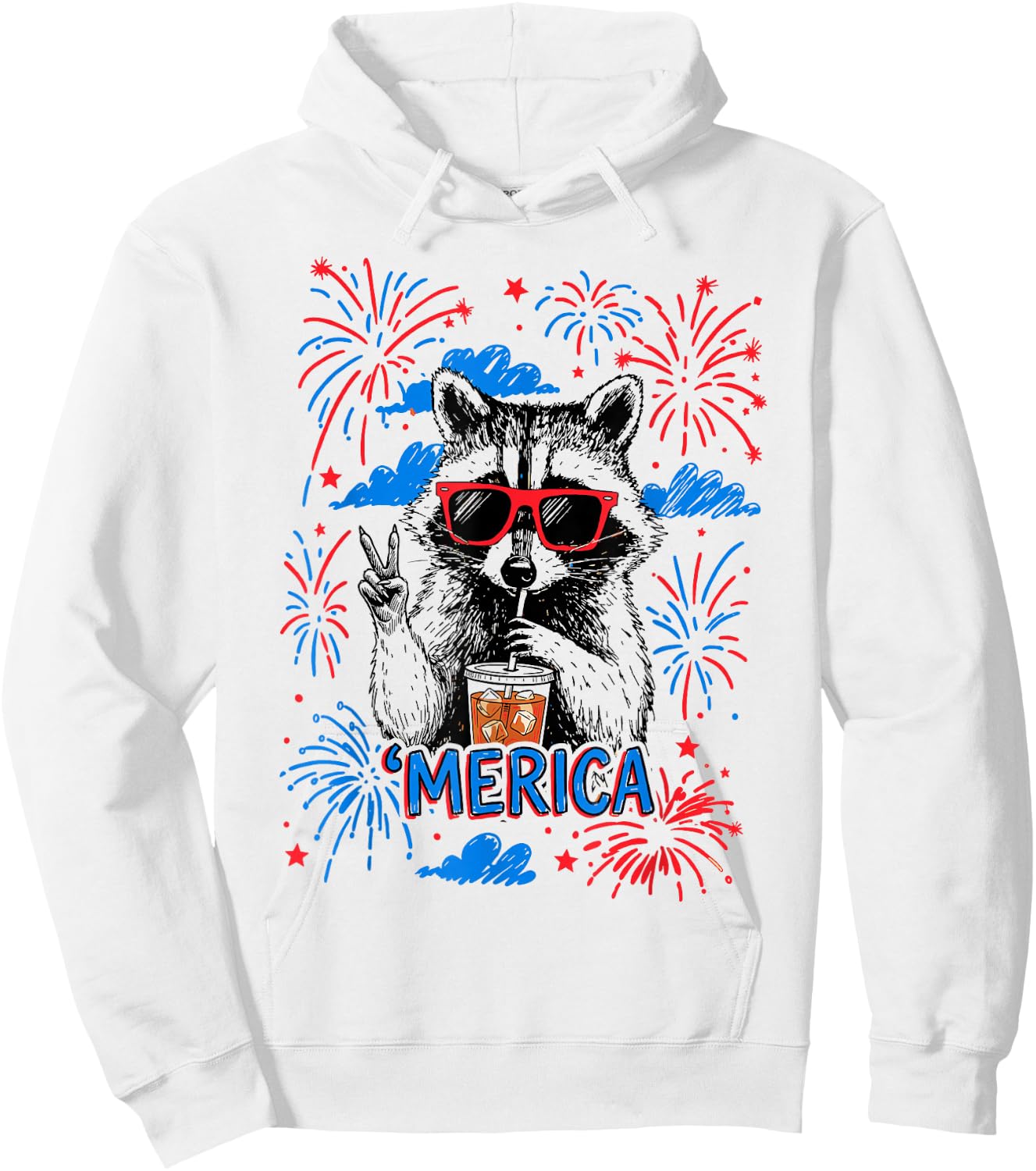 Chill The Fourth Out Funny Raccoon 'Merica 2026 4th of July Hoodie - Hoodie | White