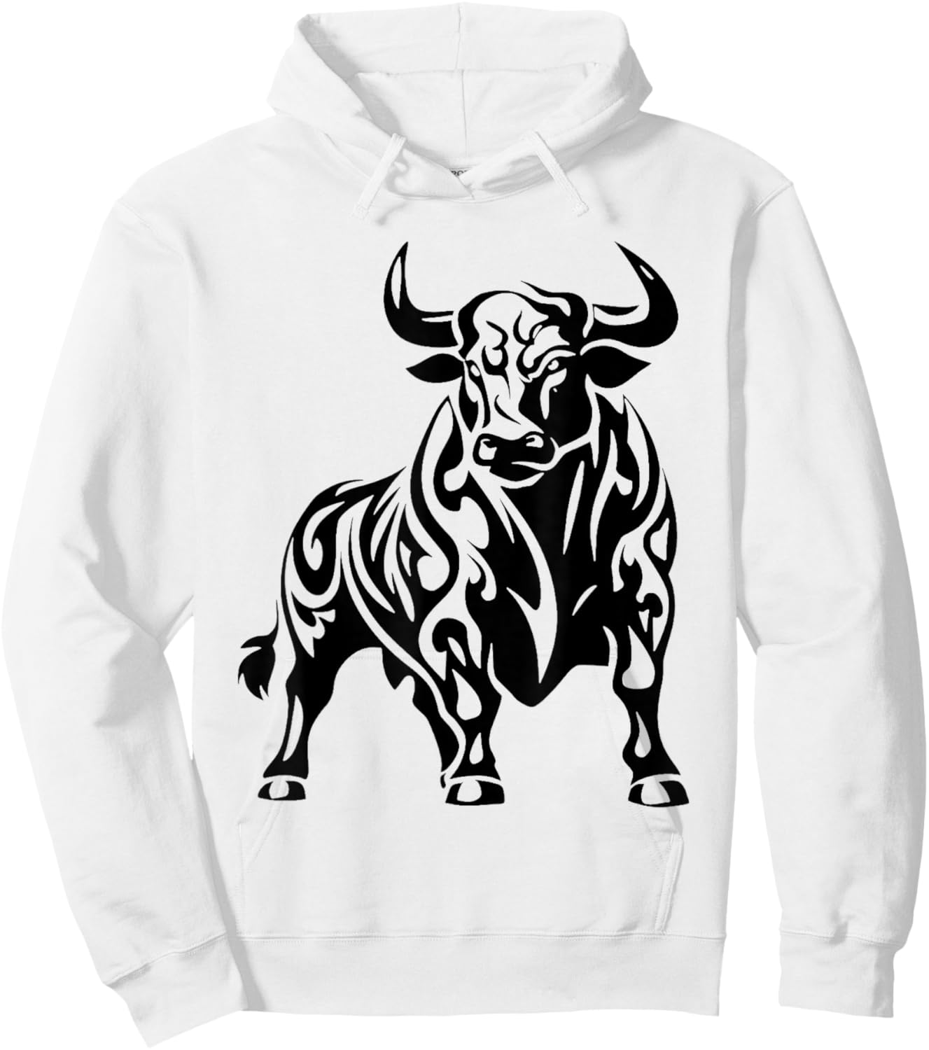 Wild and Mighty Bull - Majestic Pattern , grey, S Hoodie - Hoodie | White