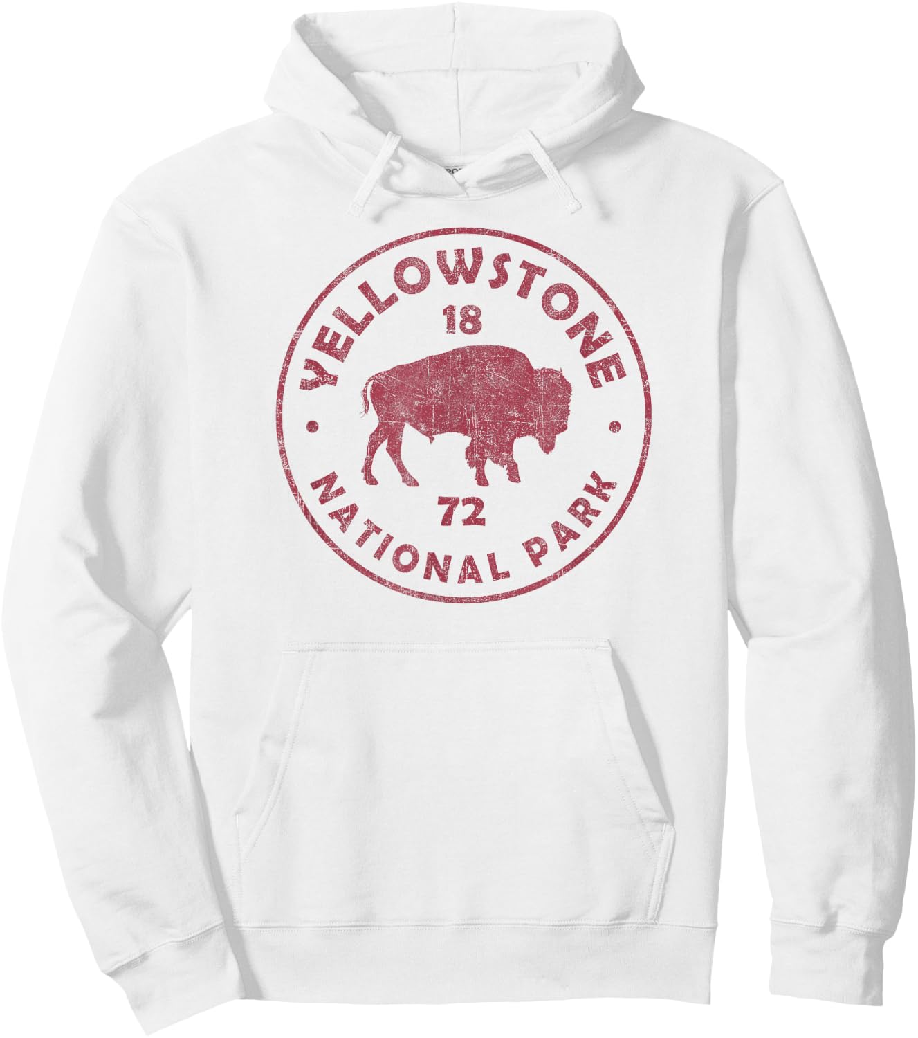 Retro Bison Yellowstone National Park 1872 Hiking Souvenir Hoodie - Hoodie | White
