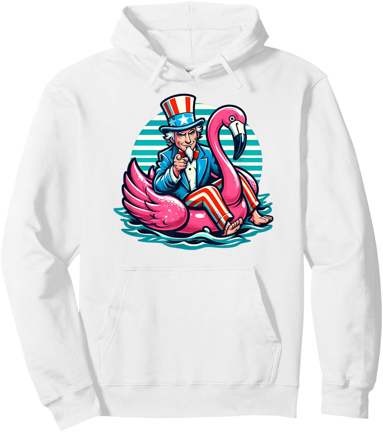 American Flamingo Float Pool Party Hoodie - Hoodie | White
