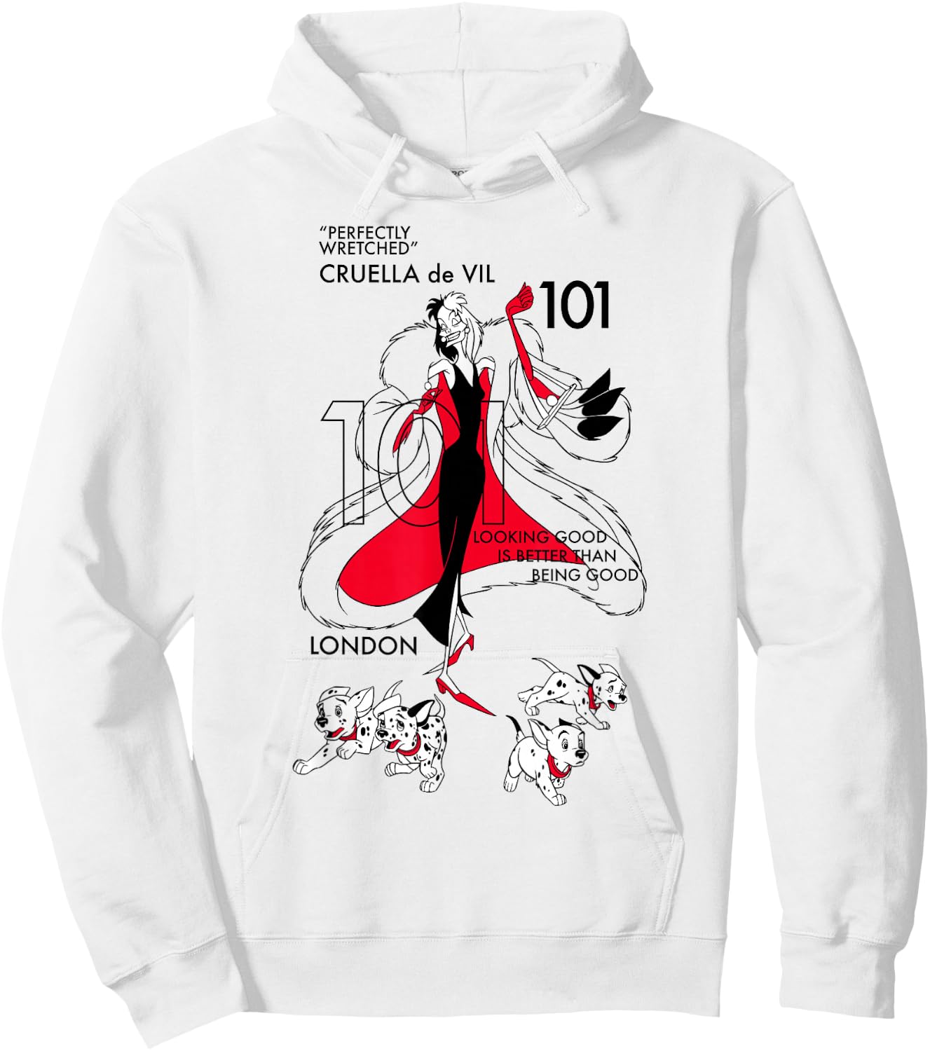 Disney 101 Dalmatians Cruella De Vil Fashion Poster Hoodie - Hoodie | White