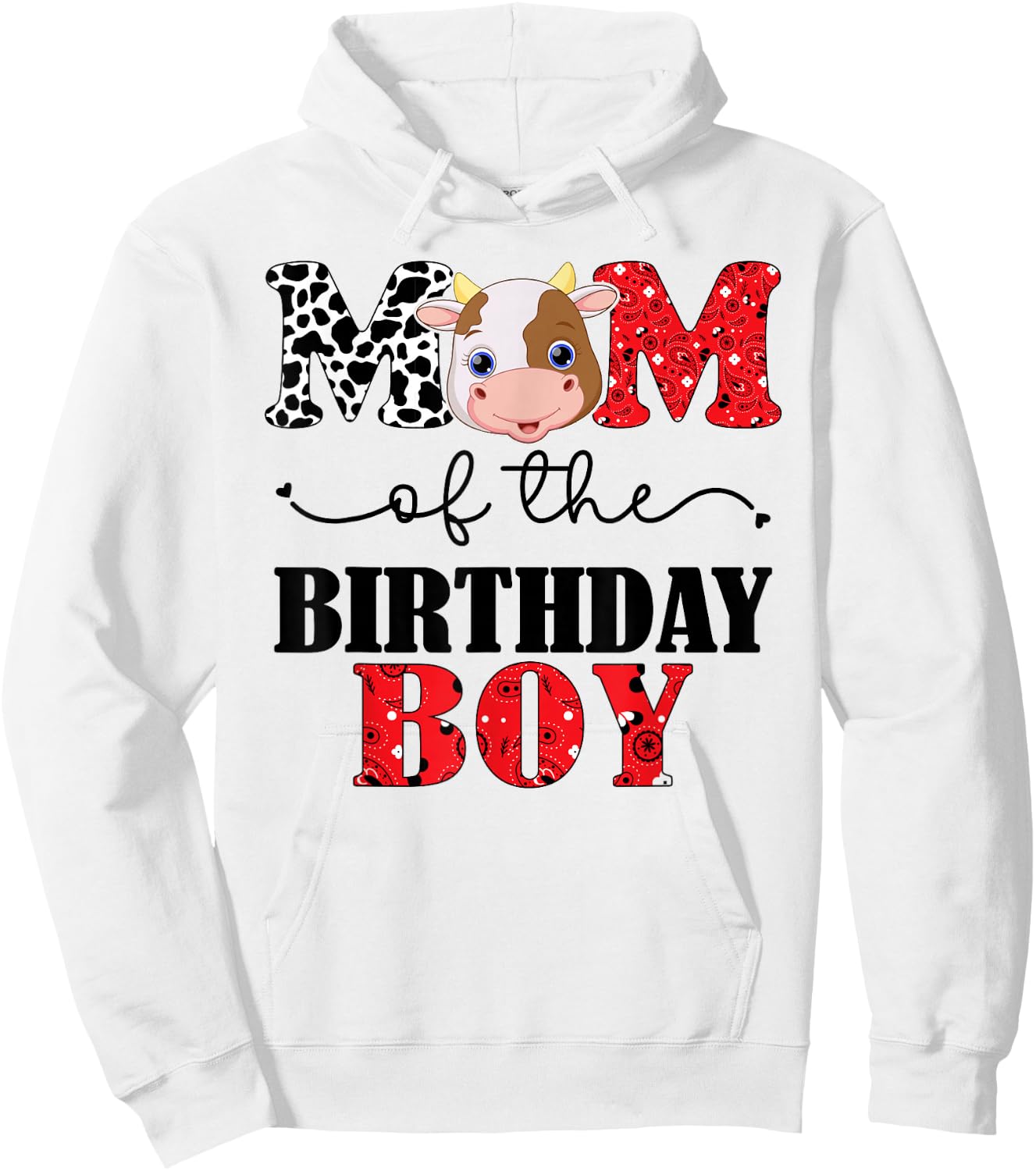 Mom of The Birthday For Boy Cow Farm 1st Birthday Cow Mum Hoodie - Hoodie | White
