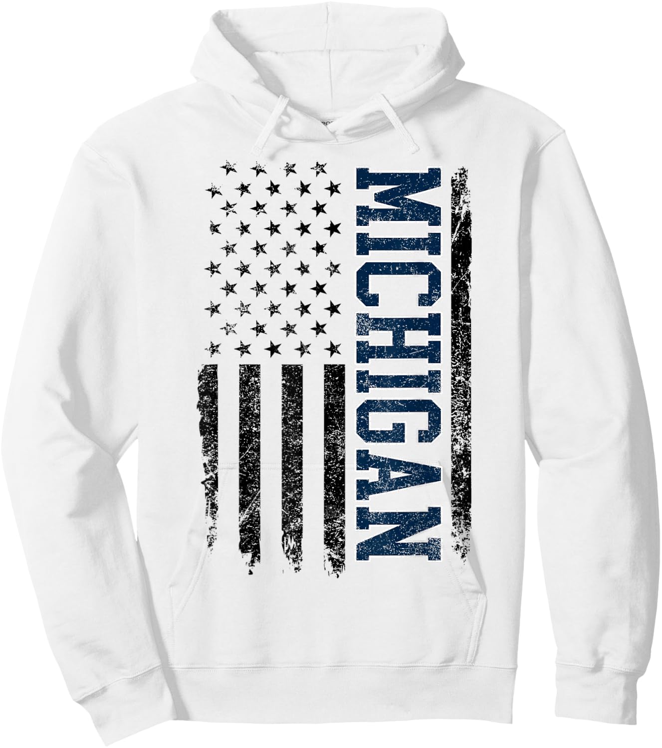 Vintage Michigan Look Maize Blue Men Retro Font Michigan Hoodie - Hoodie | White