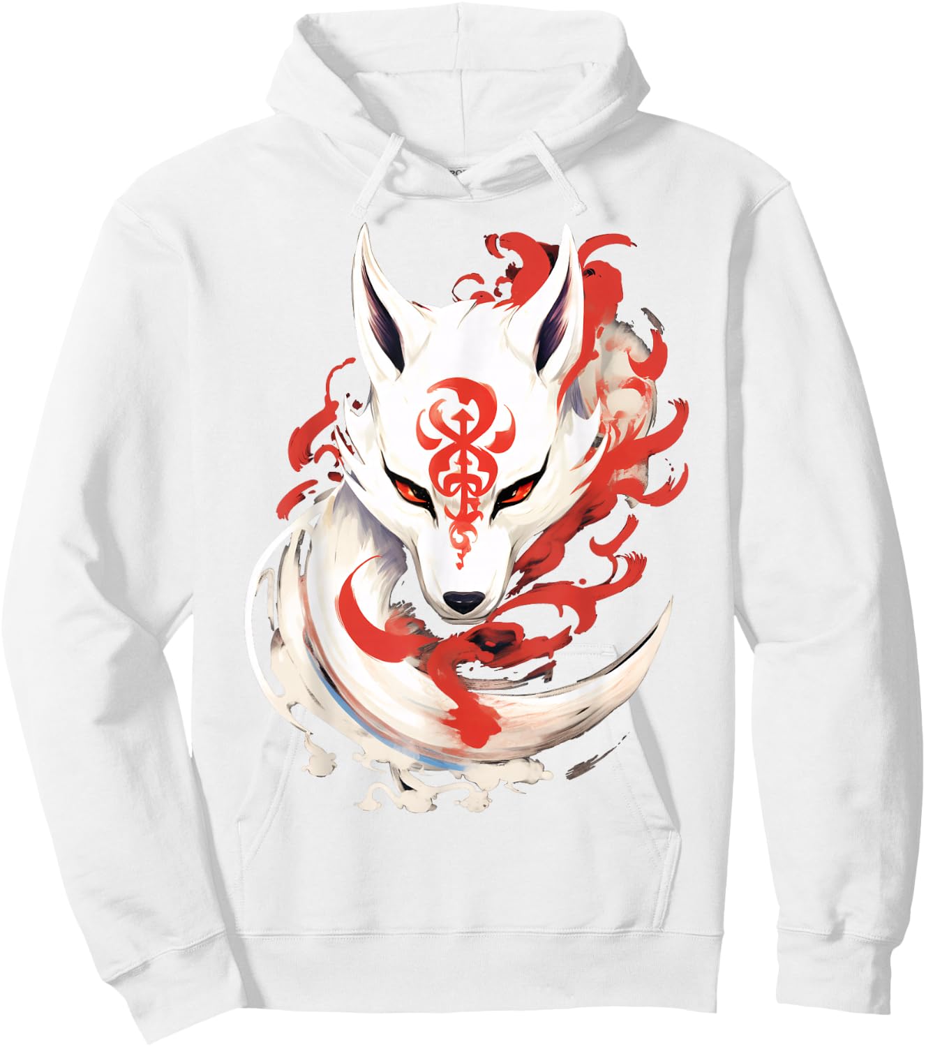 Japan Anime Kitsune Kumiho Fox Mask Samurai , gray Hoodie - Hoodie | White