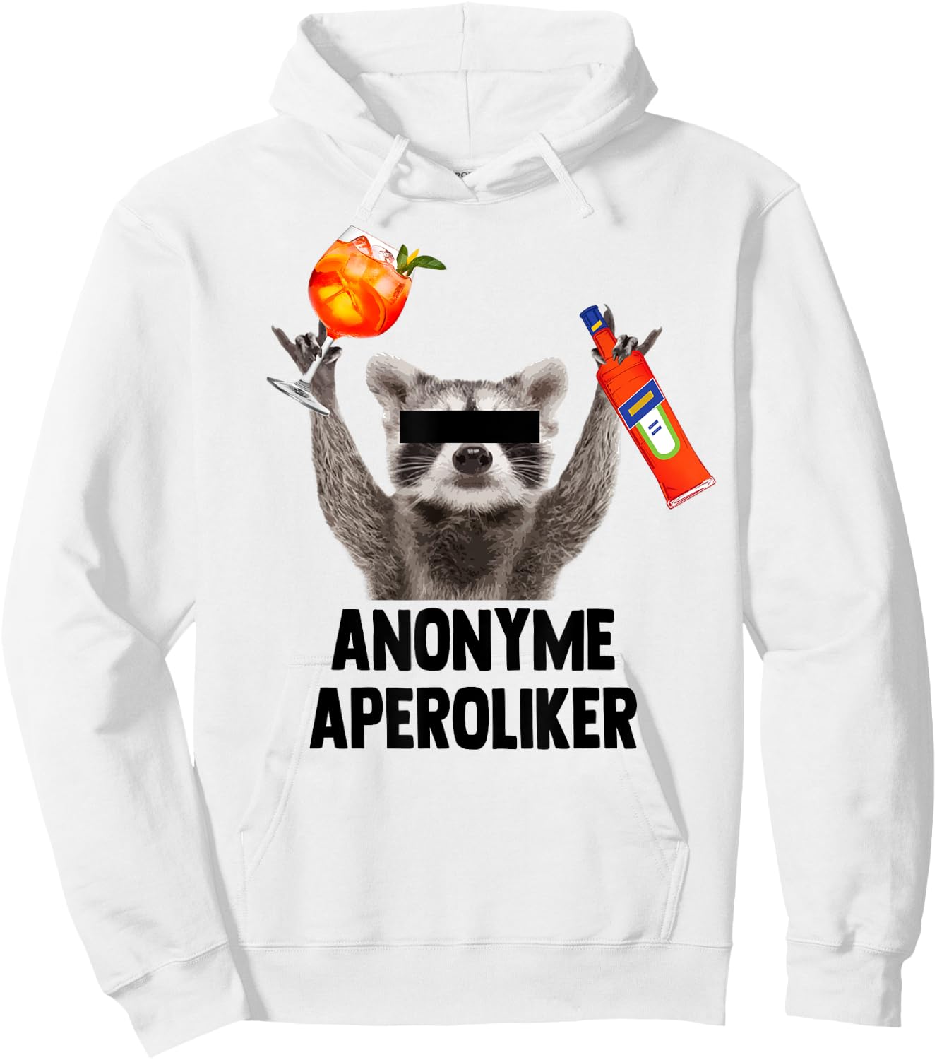Anonymous Aperolics X Raccoon Meme Racoon X Pedro Spritz , White Hoodie - Hoodie | White