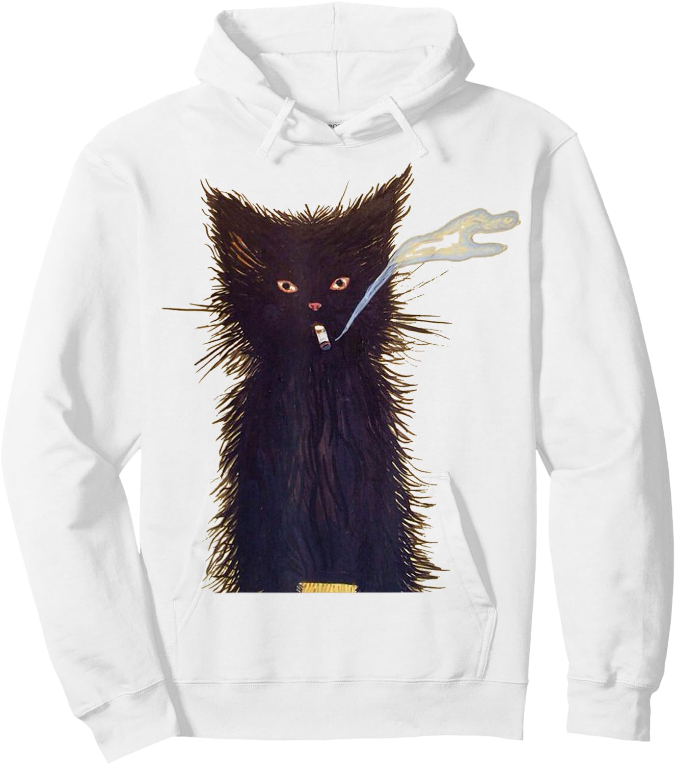 Smoking Black Cat Art Smoke Hoodie - Hoodie | White