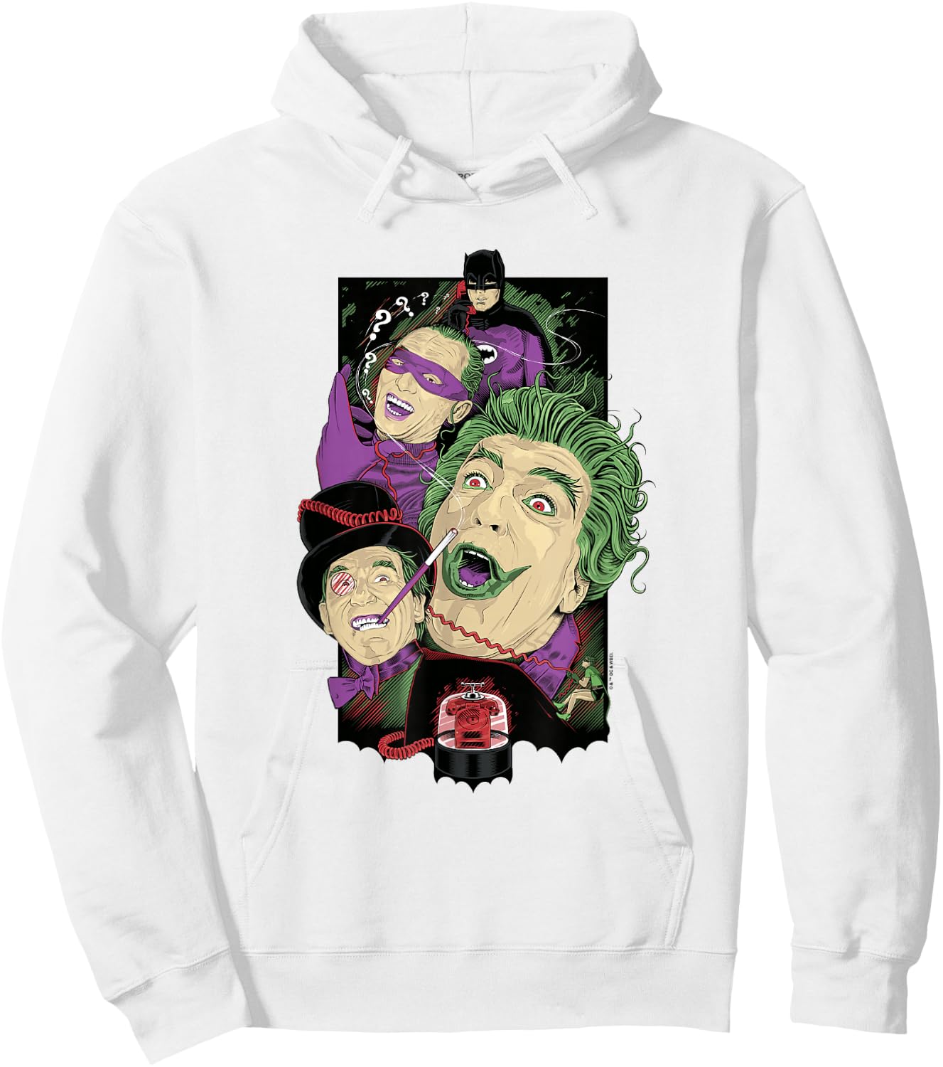 Batman Vintage Joker Penguin Riddler Triple Threat Villains Hoodie - Hoodie | White