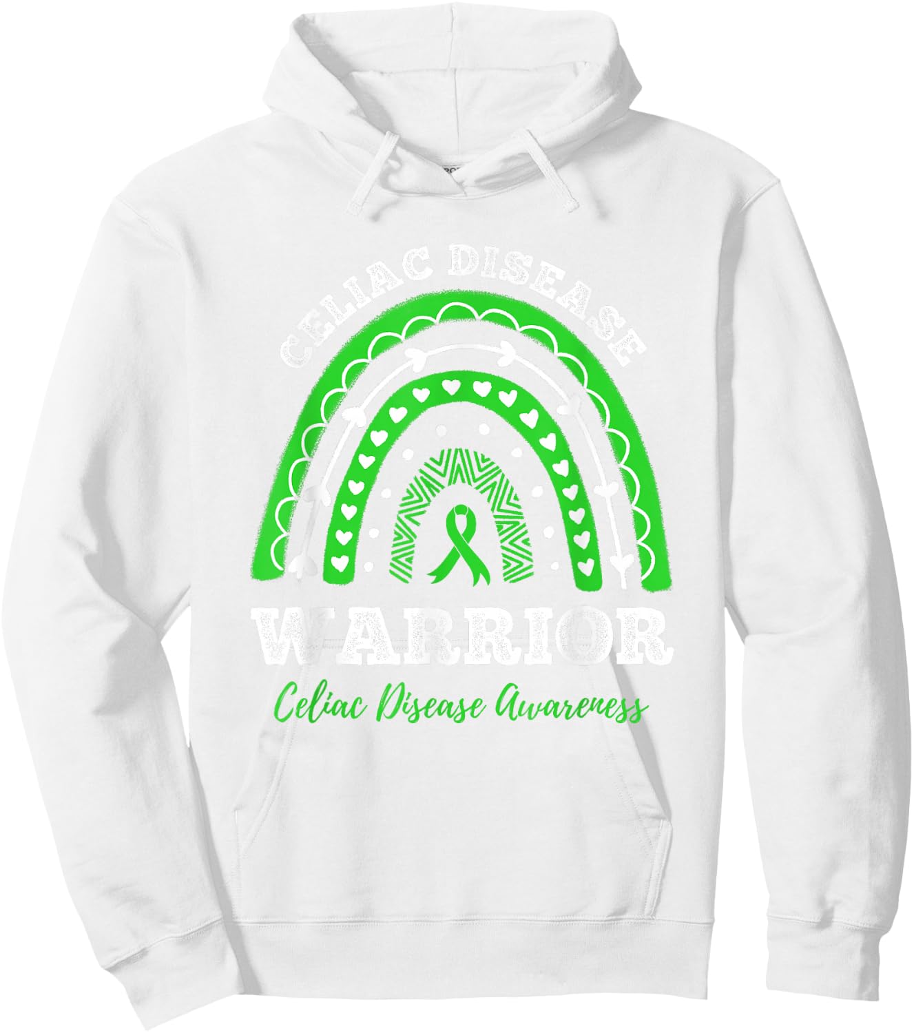 Warrior Green Ribbon Celiac Disease Awareness Hoodie - Hoodie | White