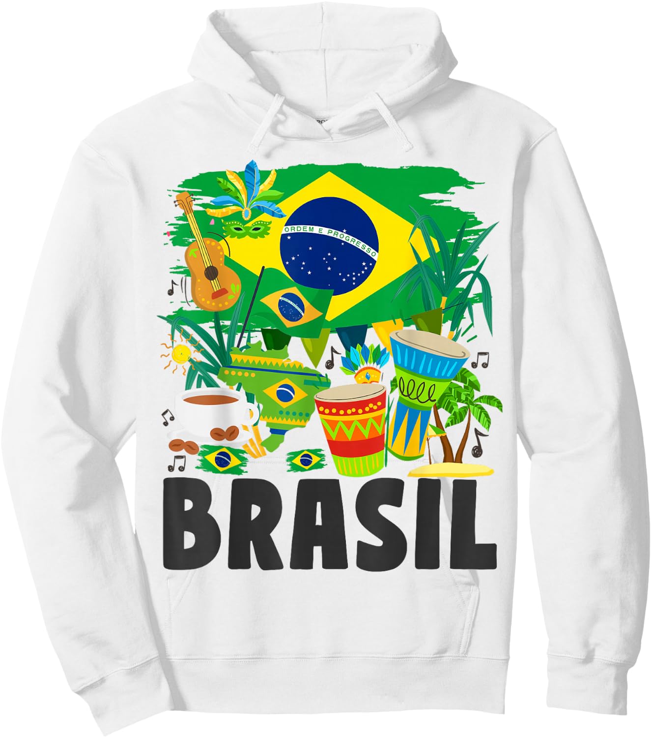 Brazil Flag Outfit Idea , white, S Hoodie - Hoodie | White