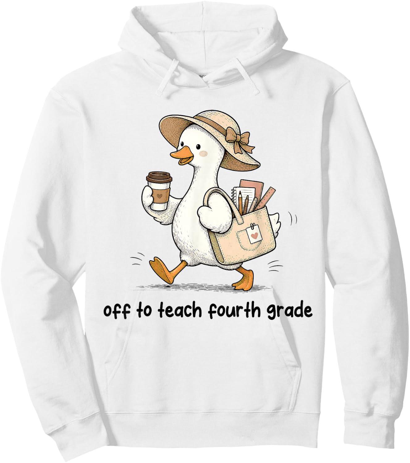 Funny Back to School Off to Teach Fourth Grade Teacher Goose Hoodie - Hoodie | White