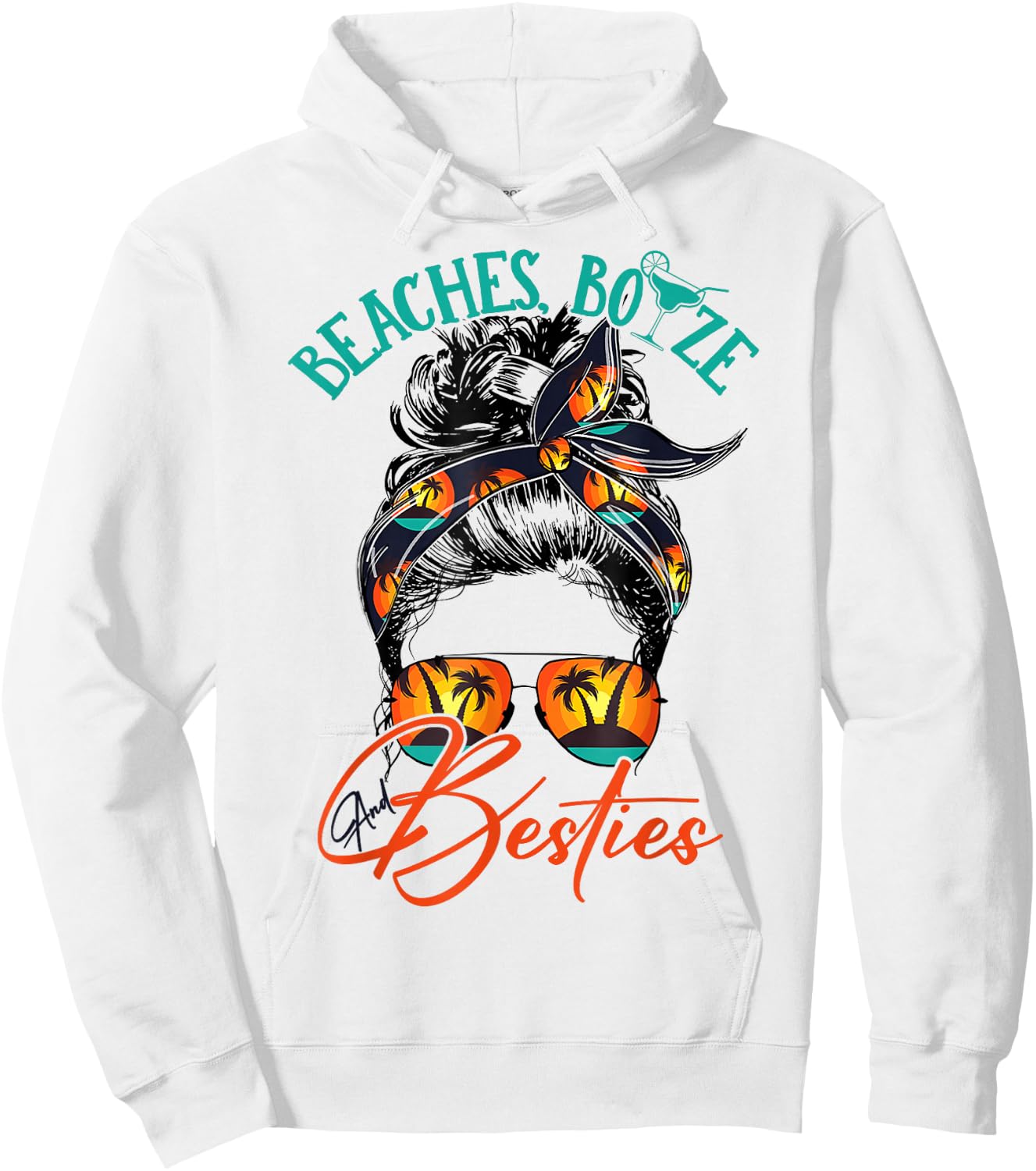 Girls Trip 2025 Best Friend Beaches Booze and Besties Hoodie - Hoodie | White