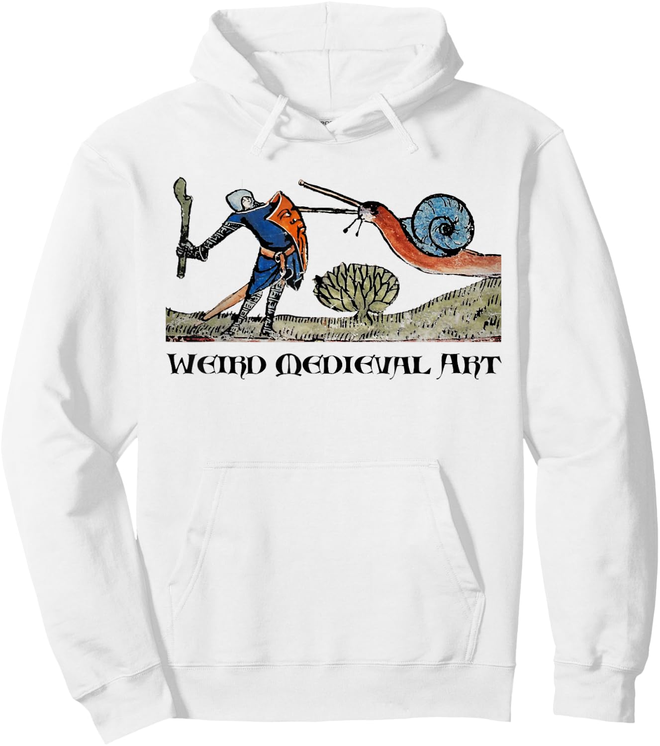 Weird Medieval Art Snail Fight funny strange special absurd Hoodie - Hoodie | White