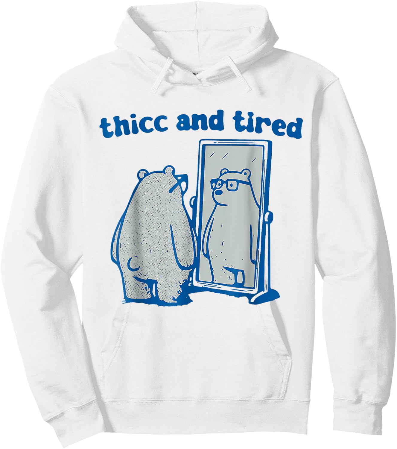 Thicc And Tired Bear Vintage Hoodie - Hoodie | White