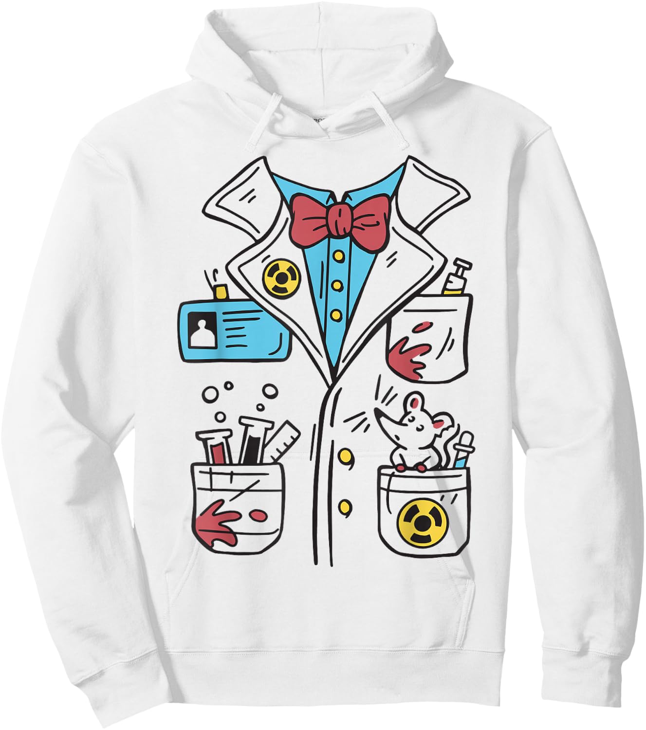 Crazy Scientist Costume Children Men Women Gown , White Hoodie - Hoodie | White
