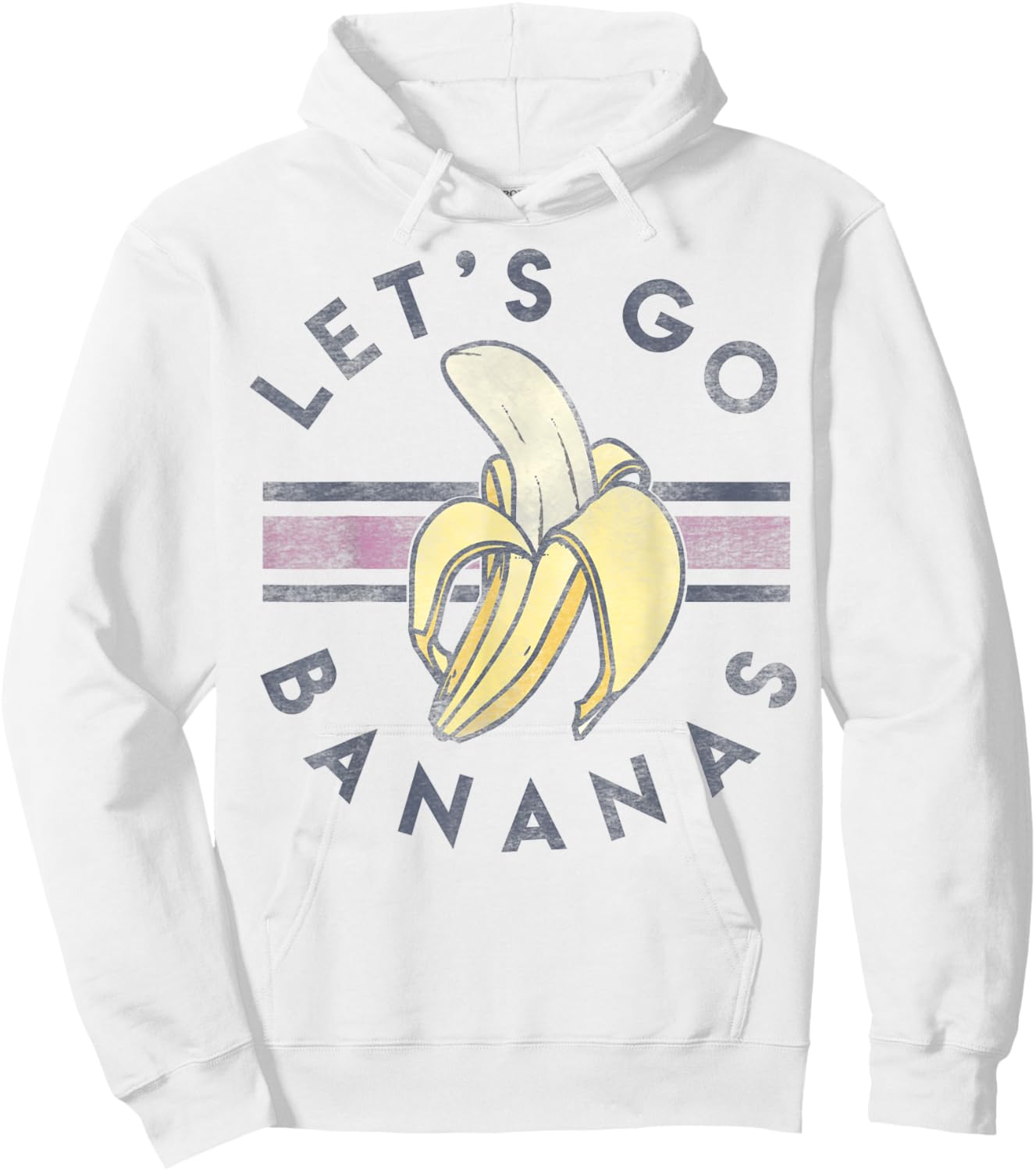 Let's Go Bananas Vintage Sporty Stripe Hoodie - Hoodie | White