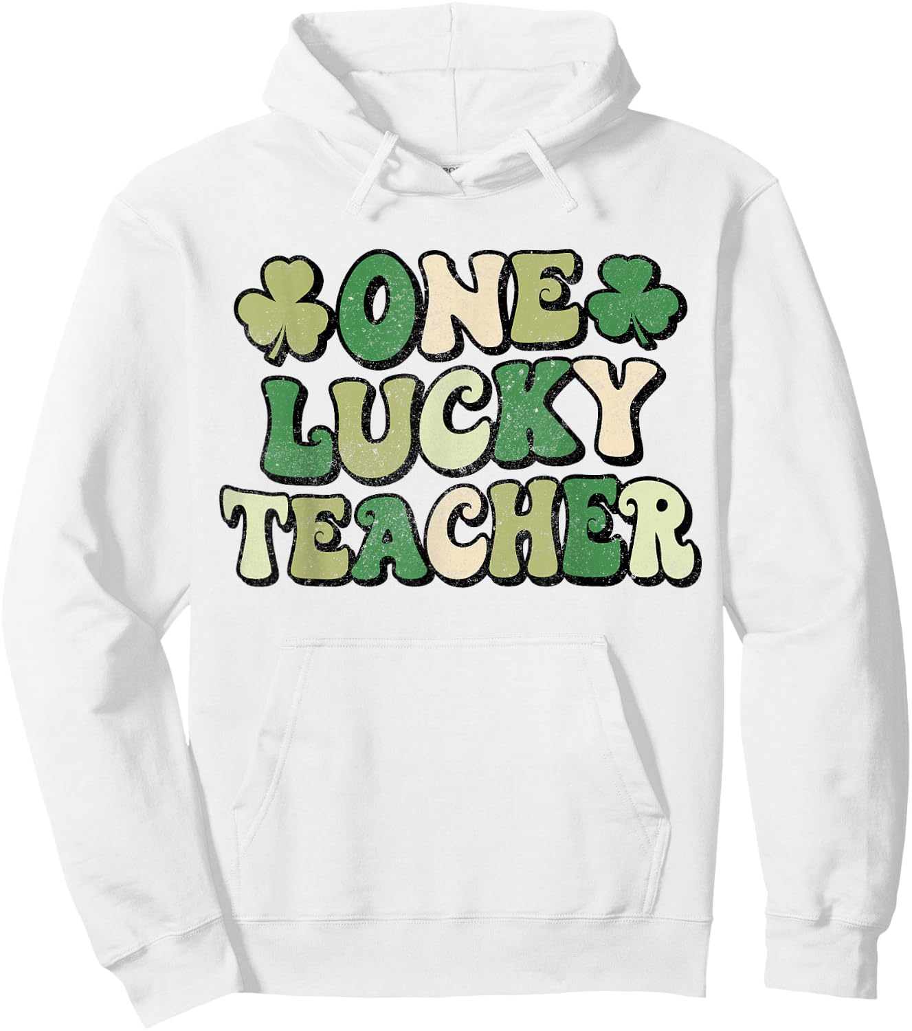 One Lucky Teacher Groovy Retro Teacher St Patrick's Day Women Kids Hoodie - Hoodie | White