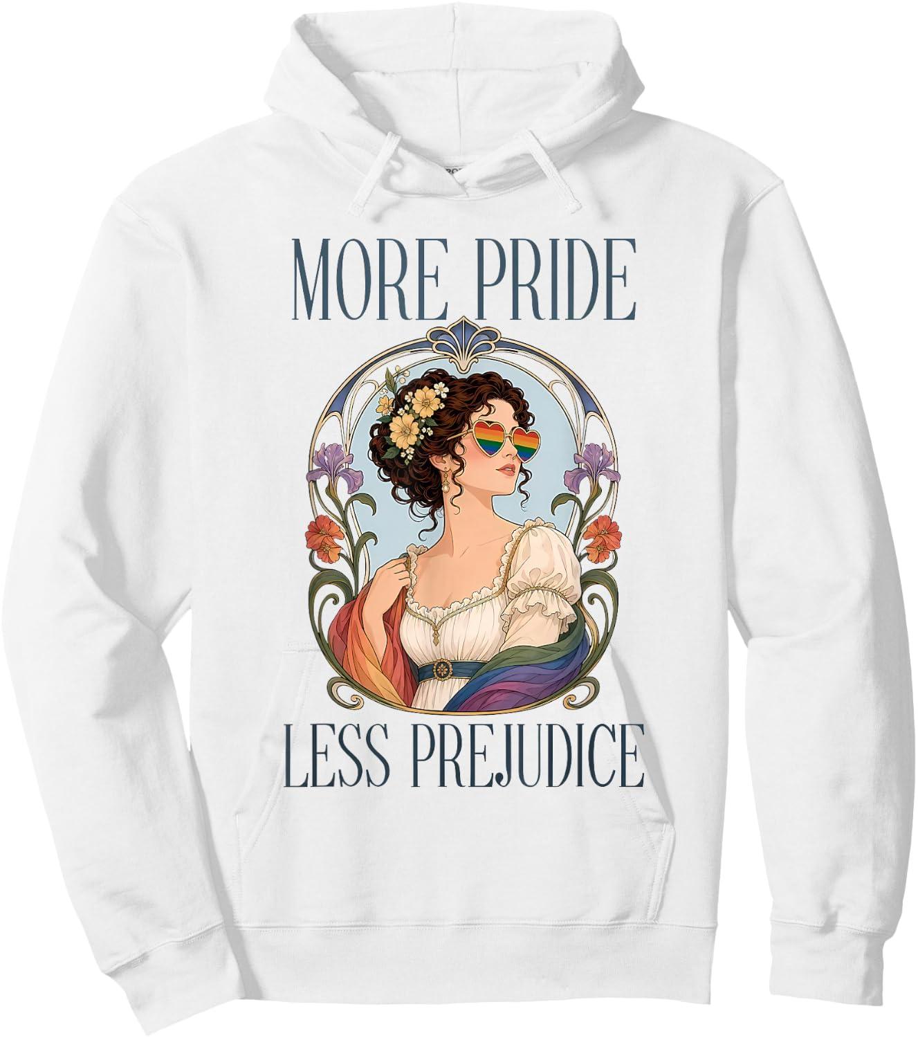 Vintage More Pride Less Prejudice Rainbow Pride Aesthetic Hoodie - Hoodie | White