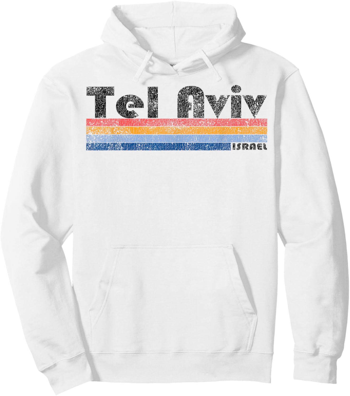 Vintage 1980s Style Tel Aviv Israel Hoodie - Hoodie | White