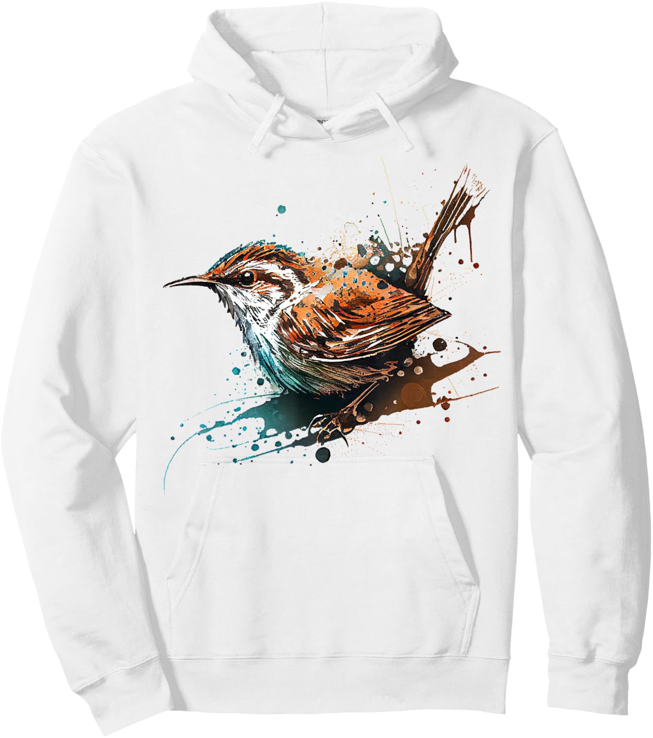 Wren, cute bird painting Hoodie - Hoodie | White