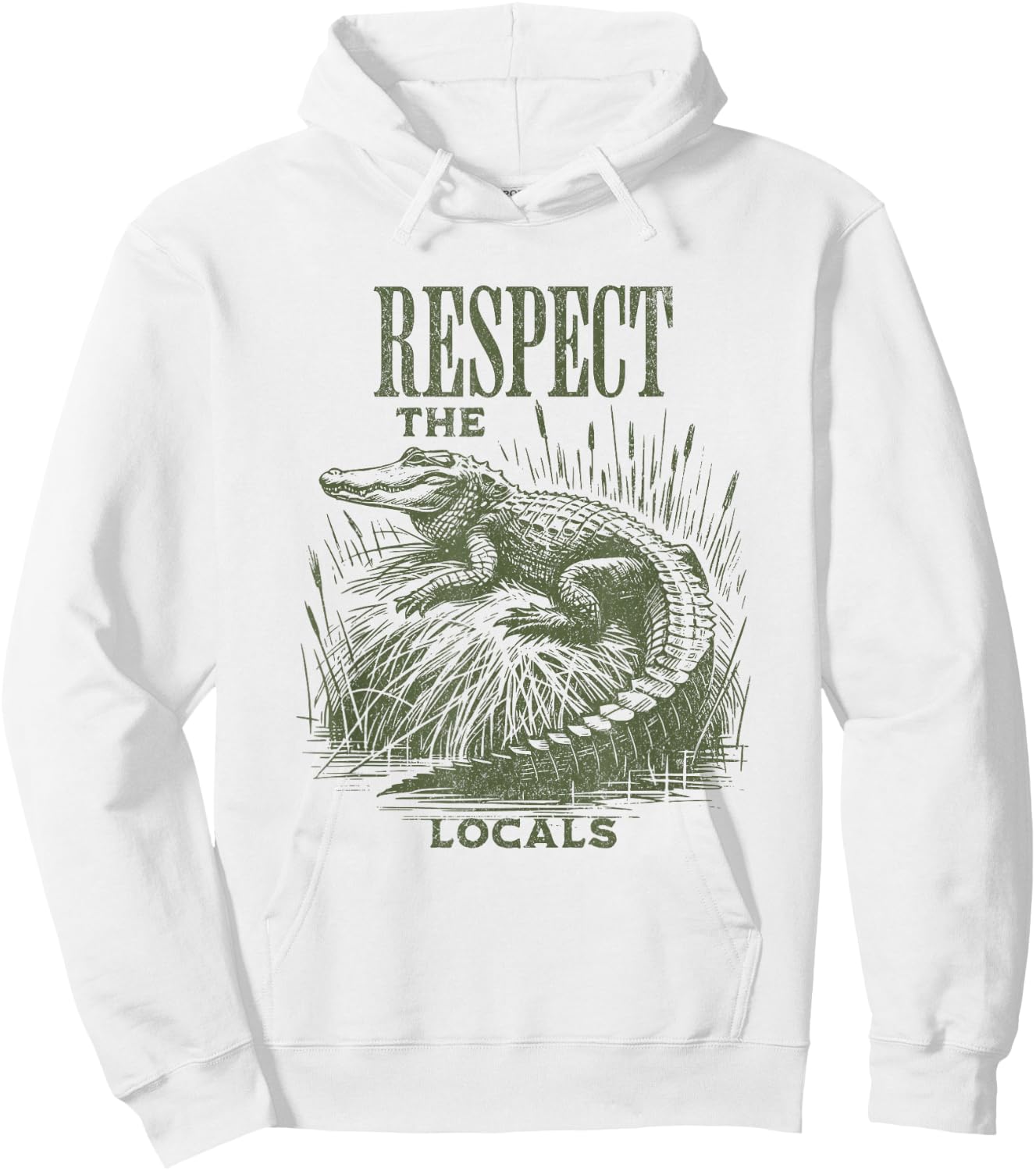 Funny Alligator Respect the Locals Florida Swamps Hoodie - Hoodie | White