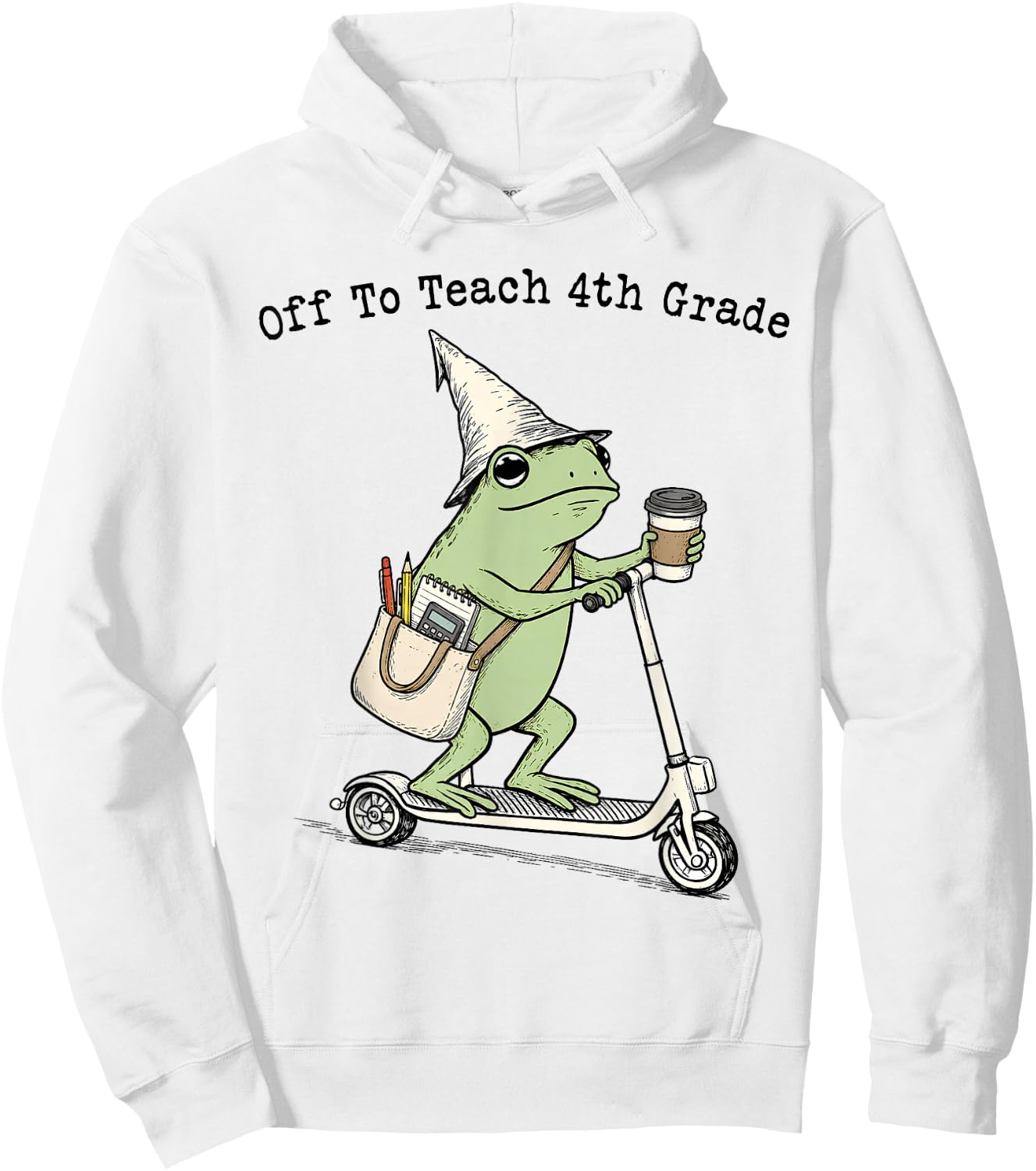 Off to Teach 4th Grade Teacher Frog Funny Back to School Hoodie - Hoodie | White