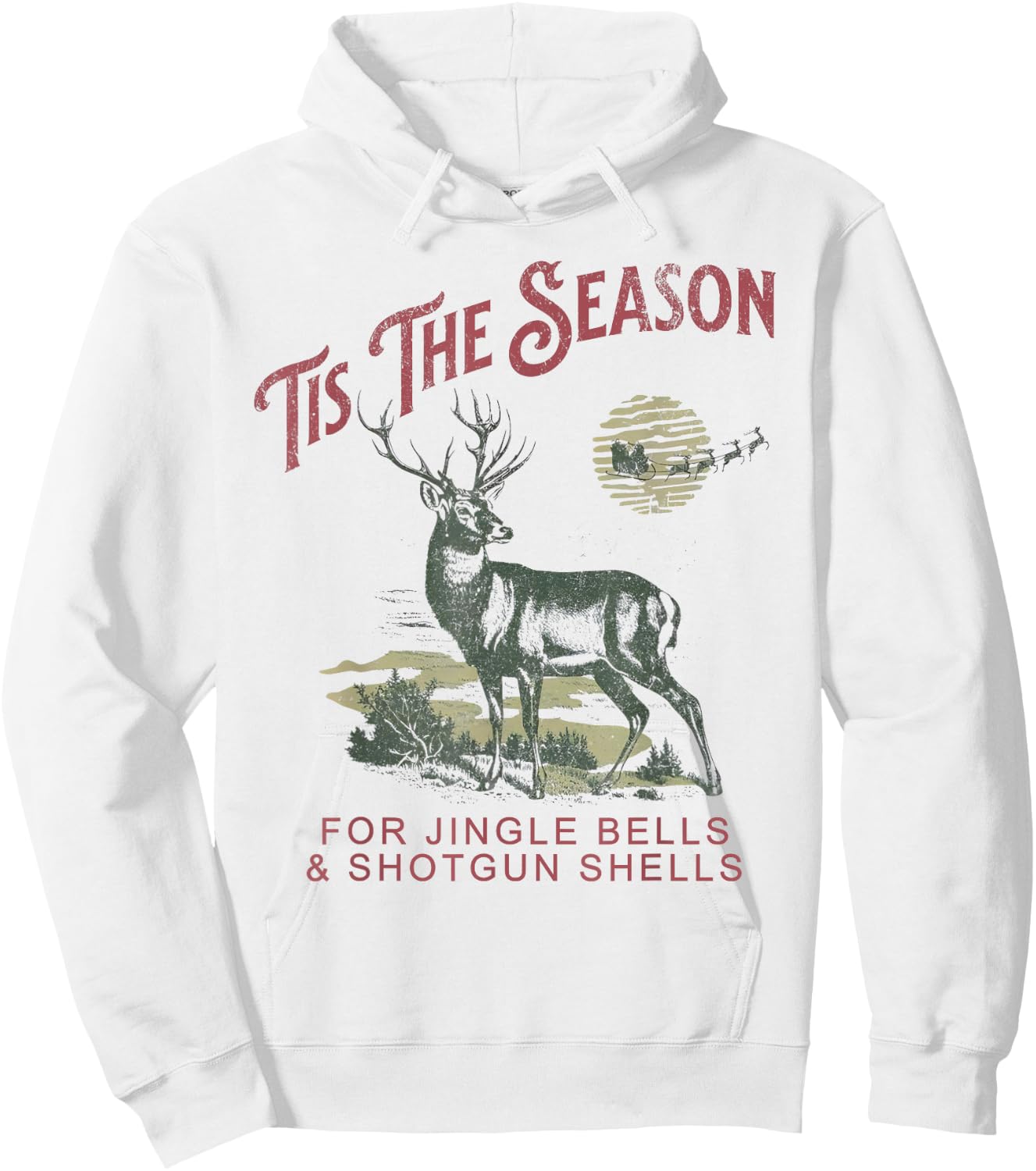Tis The Season Reindeer Jingle Bells Vintage Shotgun-Shells Hoodie - Hoodie | White