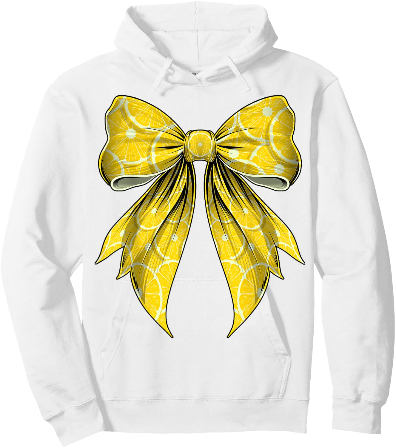 Coquette Bow Lemon Slice Pattern Lemonade Stand Hoodie - Hoodie | White