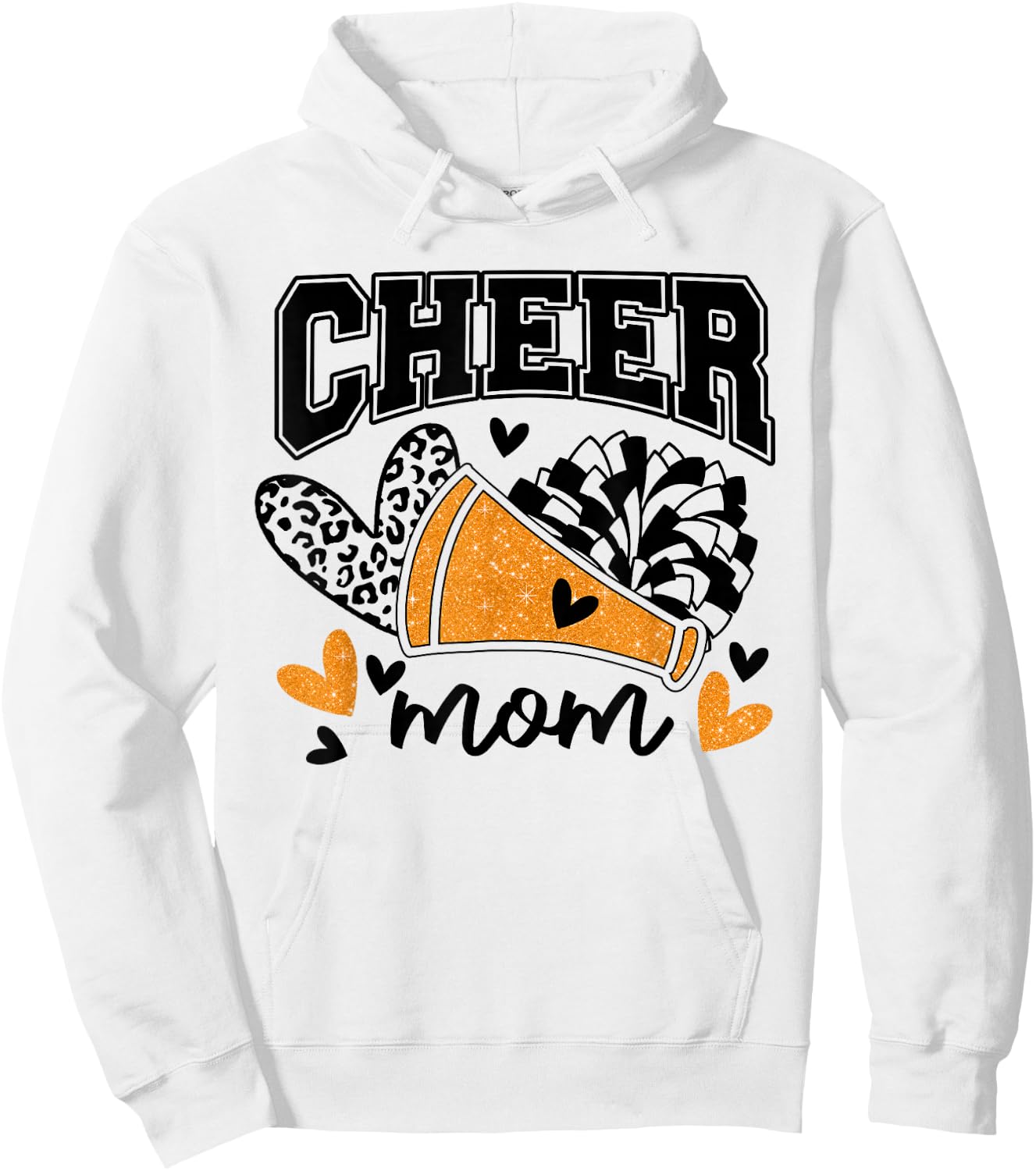Cheer Mom Biggest Fan Cheerleader Black And Orange Pom Pom Hoodie - Hoodie | White
