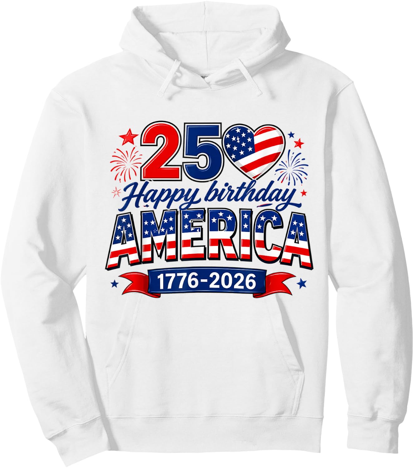 Happy Birthday America USA 250 Years Women Kids 4th of July Hoodie - Hoodie | White