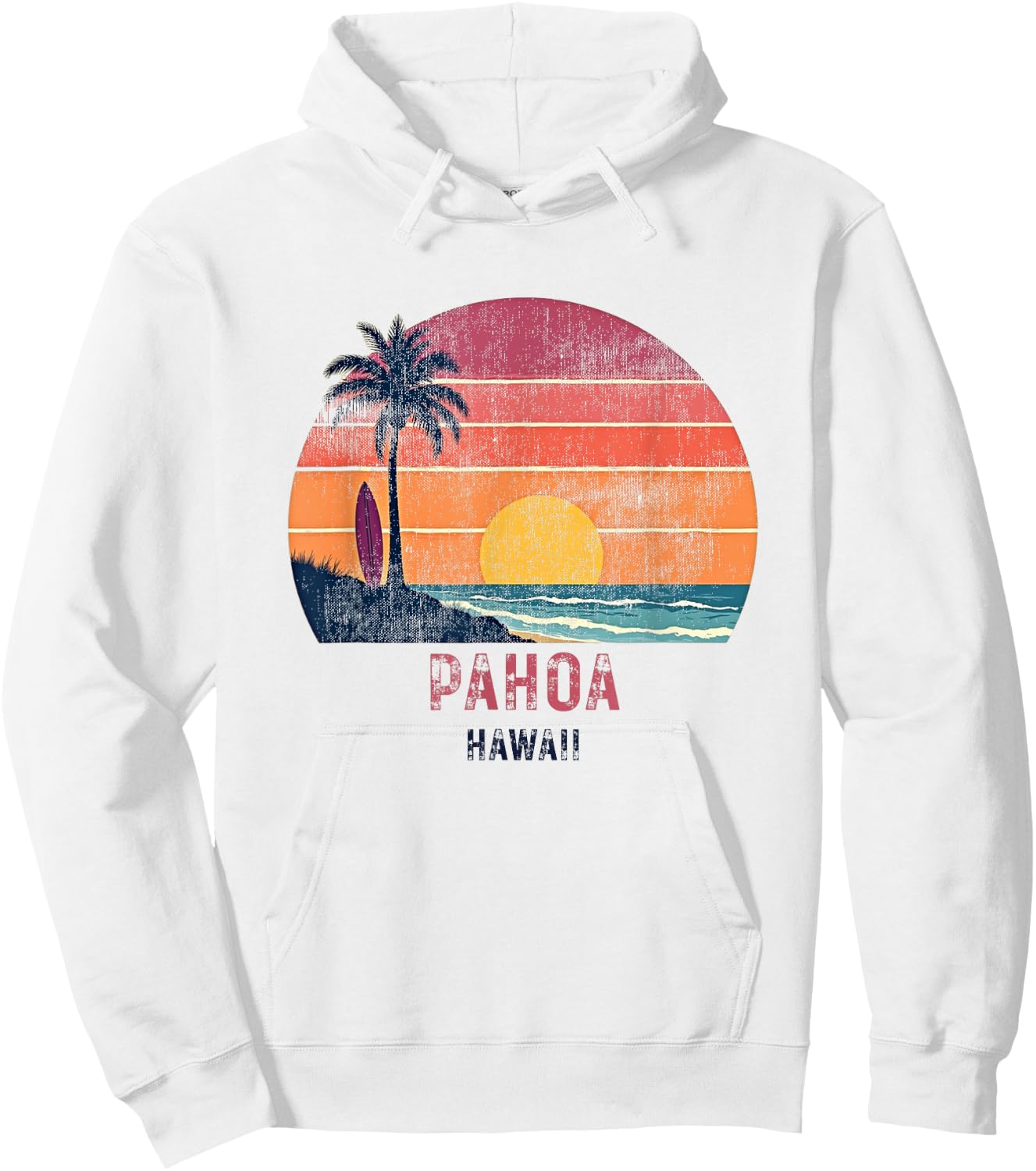 Pahoa Hawaii Retro Vintage Weathered Souvenir Hoodie - Hoodie | White