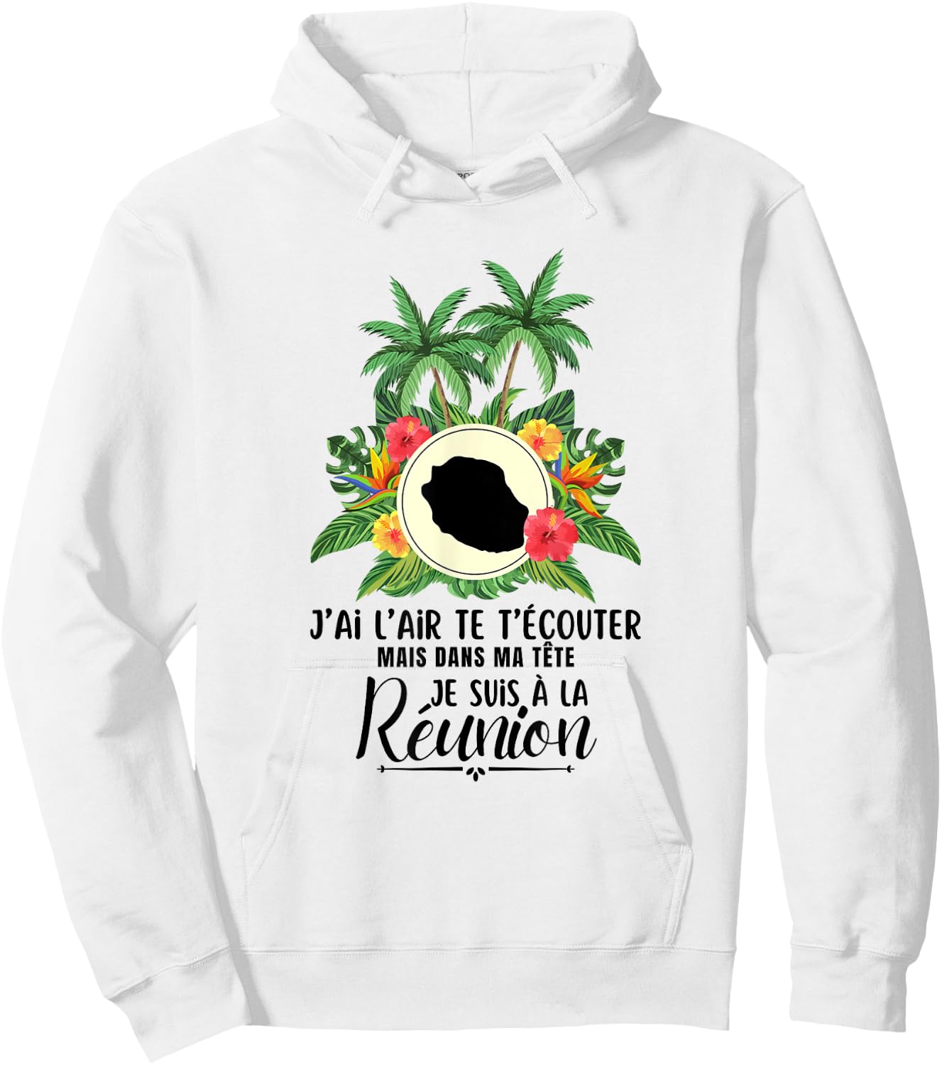 Funny I Look Like You Listen Ile de la Réunion 974 , white, S Hoodie - Hoodie | White