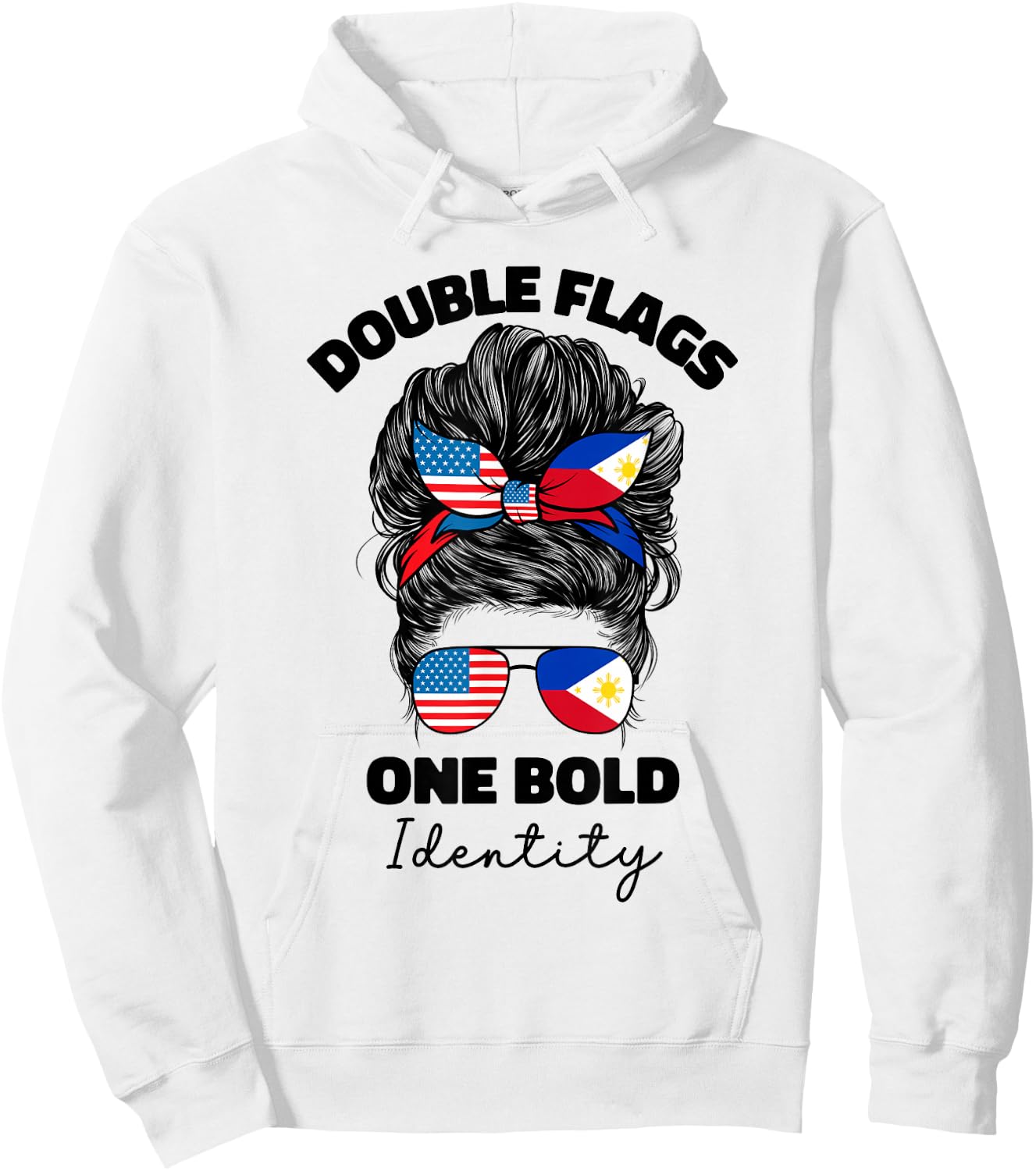 Half Filipino And American Philippines Usa Flag Women Girls Hoodie - Hoodie | White