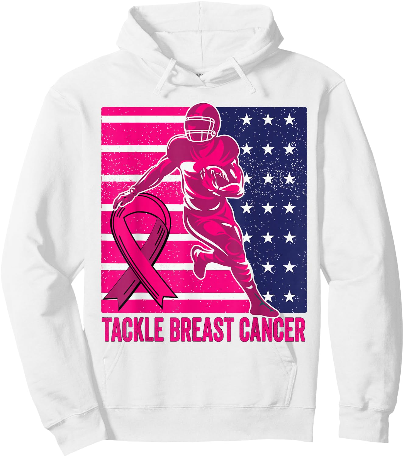 Tackle Breast Cancer Pink Out Football Breast Cancer Hoodie - Hoodie | White
