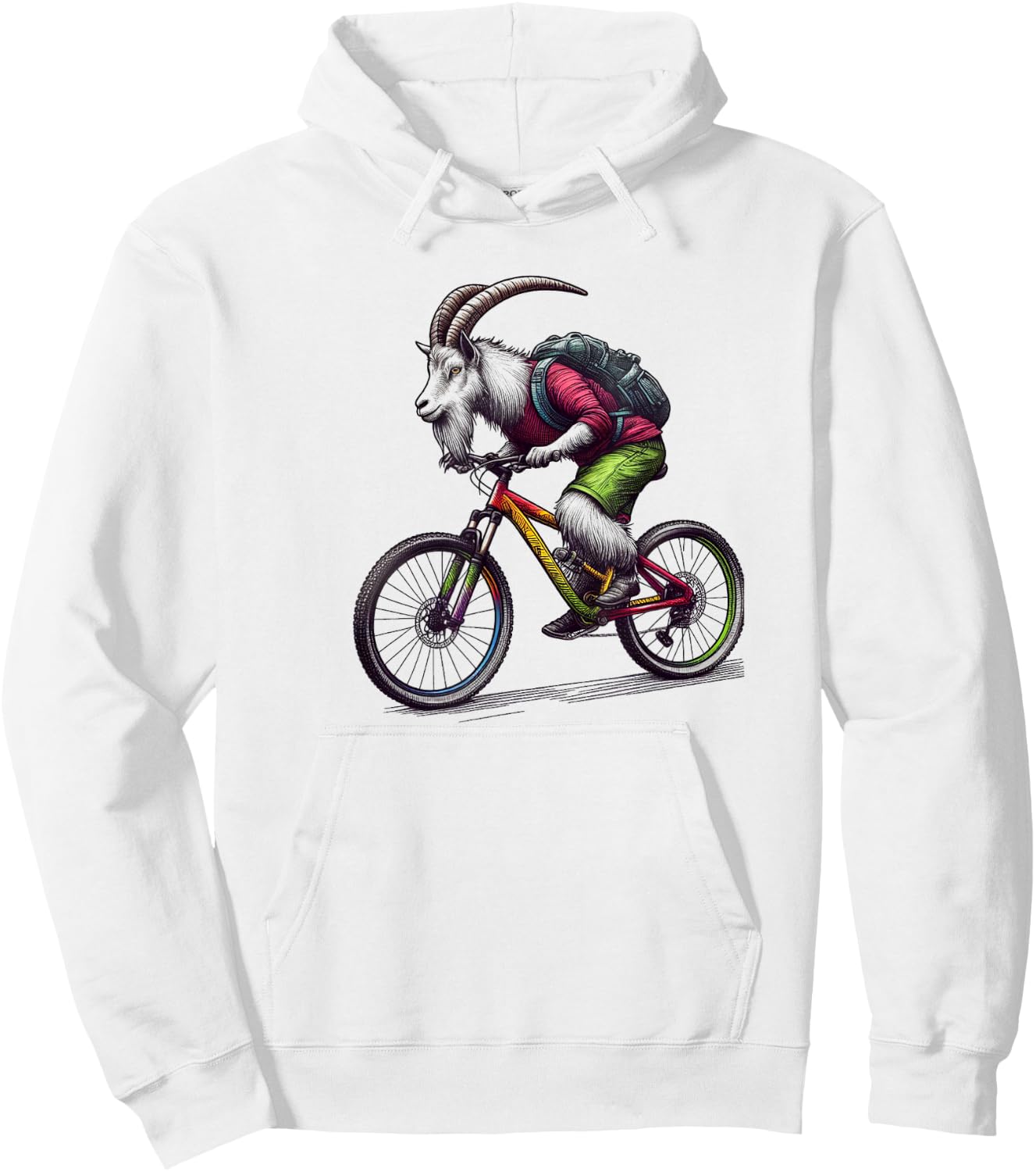 Mountain Goat Riding Mountain Bike Hoodie - Hoodie | White
