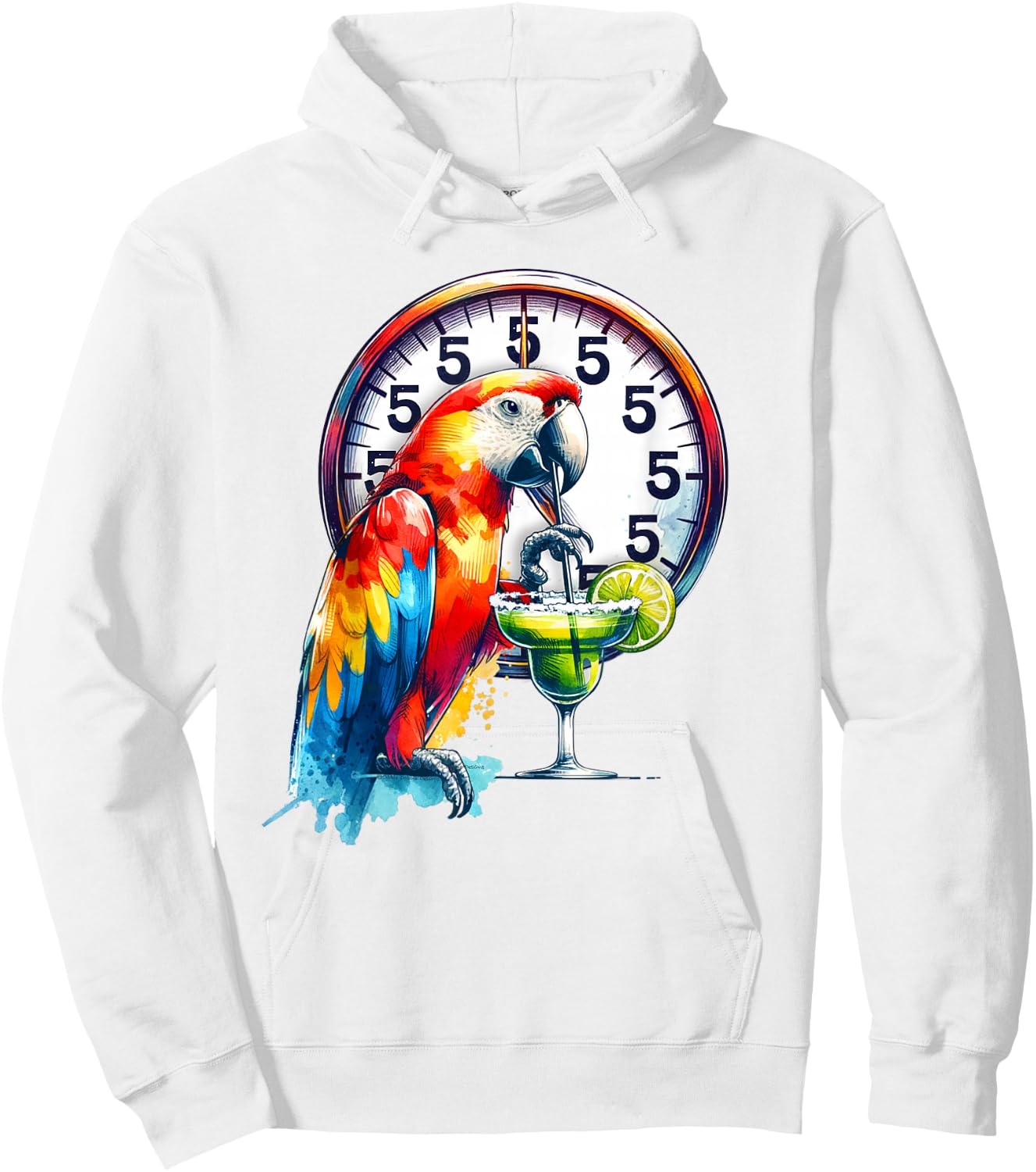 Always 5 O'clock Colorful Parrot Drinking Margarita Hoodie - Hoodie | White