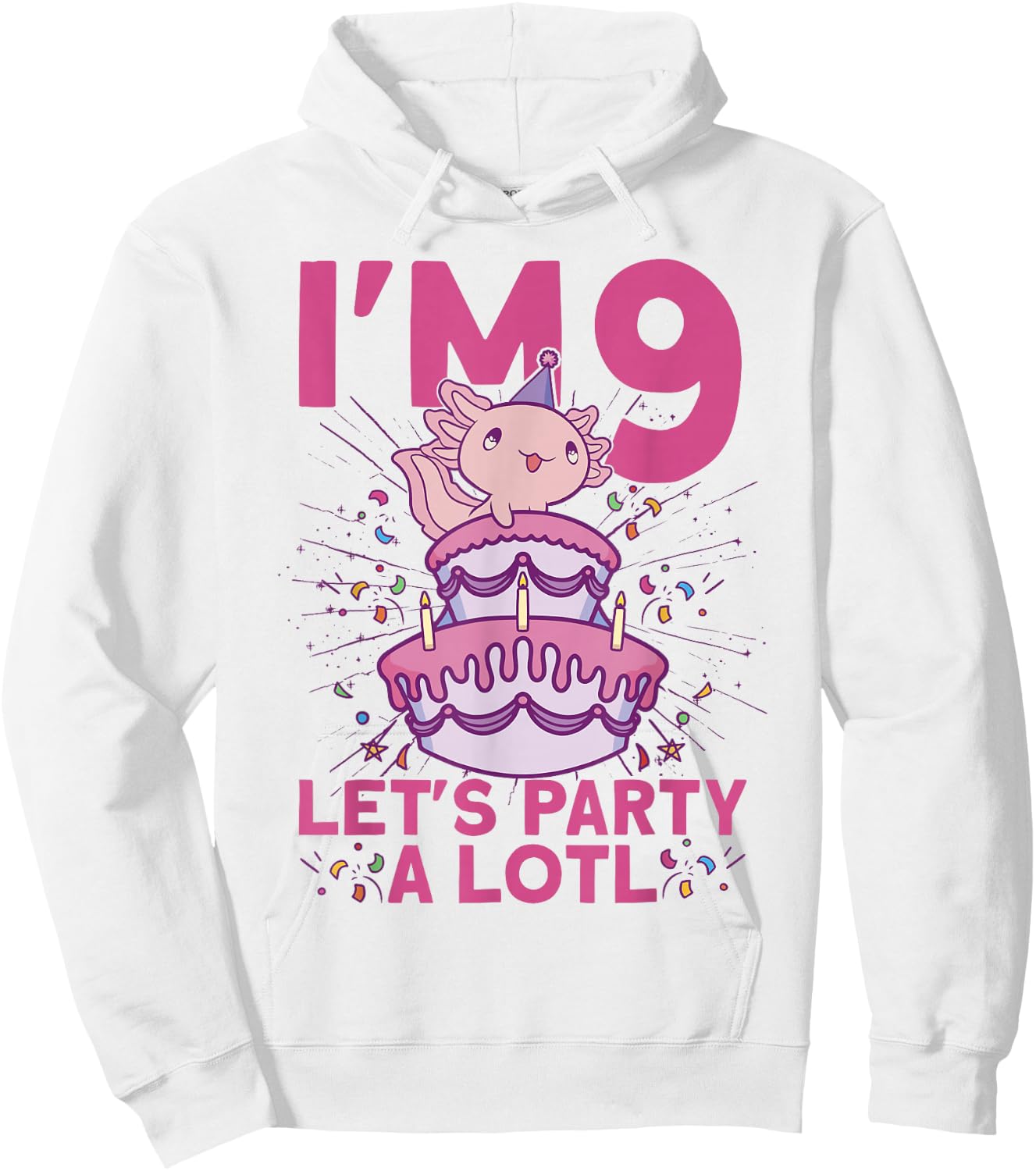 I'm 9 bday Axolotl party cute 9th Birthday Kids Axolotl Hoodie - Hoodie | White