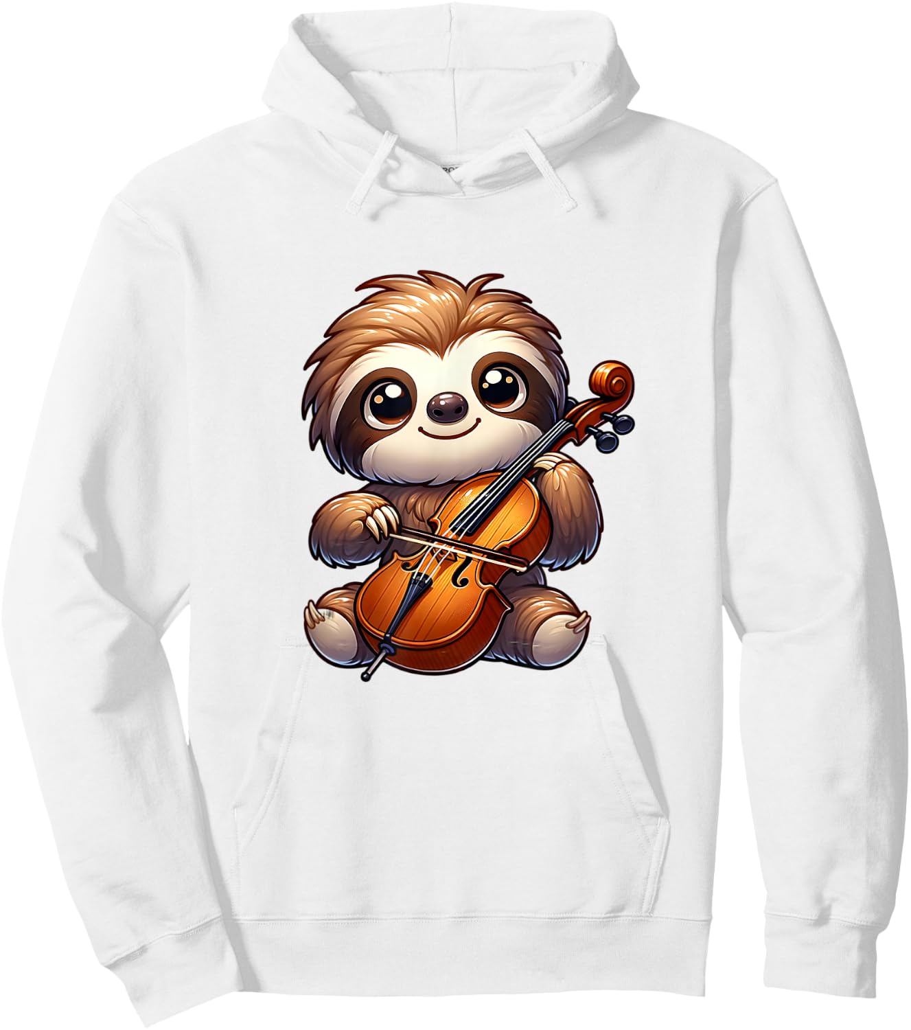Cute Sloth Playing Cello Kids Boys Girls Kawaii Sloth Lover Hoodie - Hoodie | White