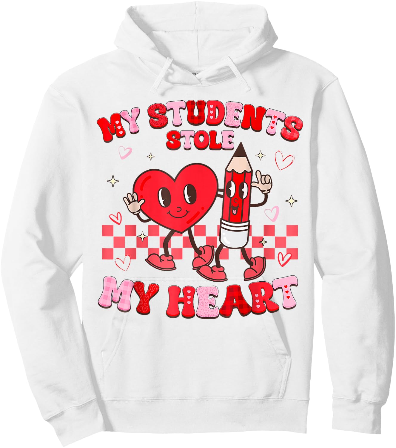 Groovy My Students Stole My Heart Valentines Day Teachers Hoodie - Hoodie | White