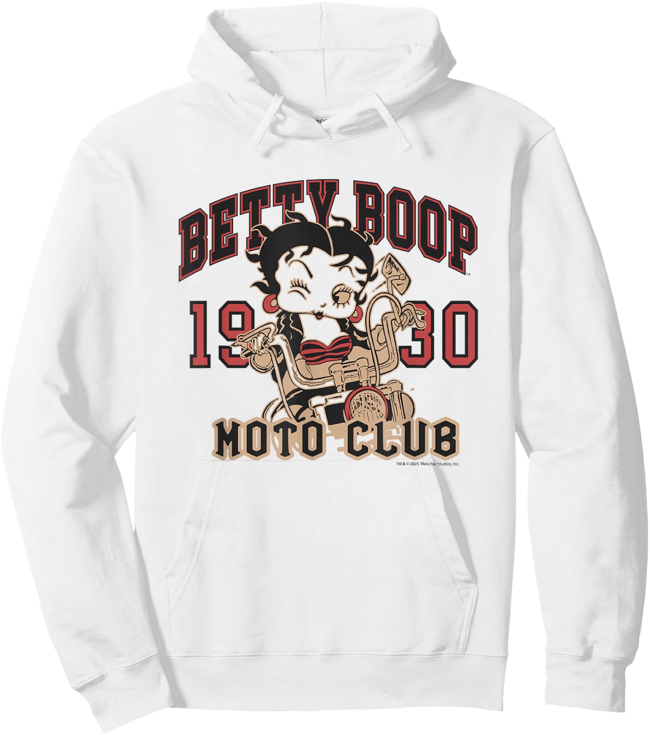 Betty Boop Moto Club Vintage Ride 1930 Biker Hoodie - Hoodie | White