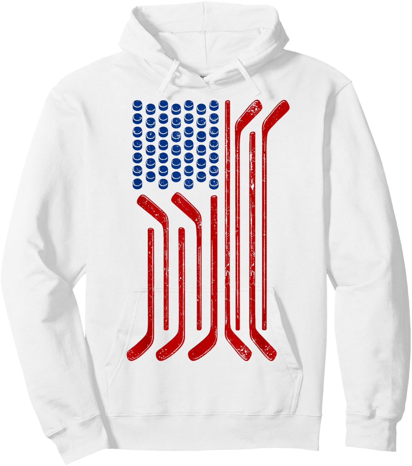 Vintage USA Flag American Ice Hockey Patriotic Sports Hoodie - Hoodie | White