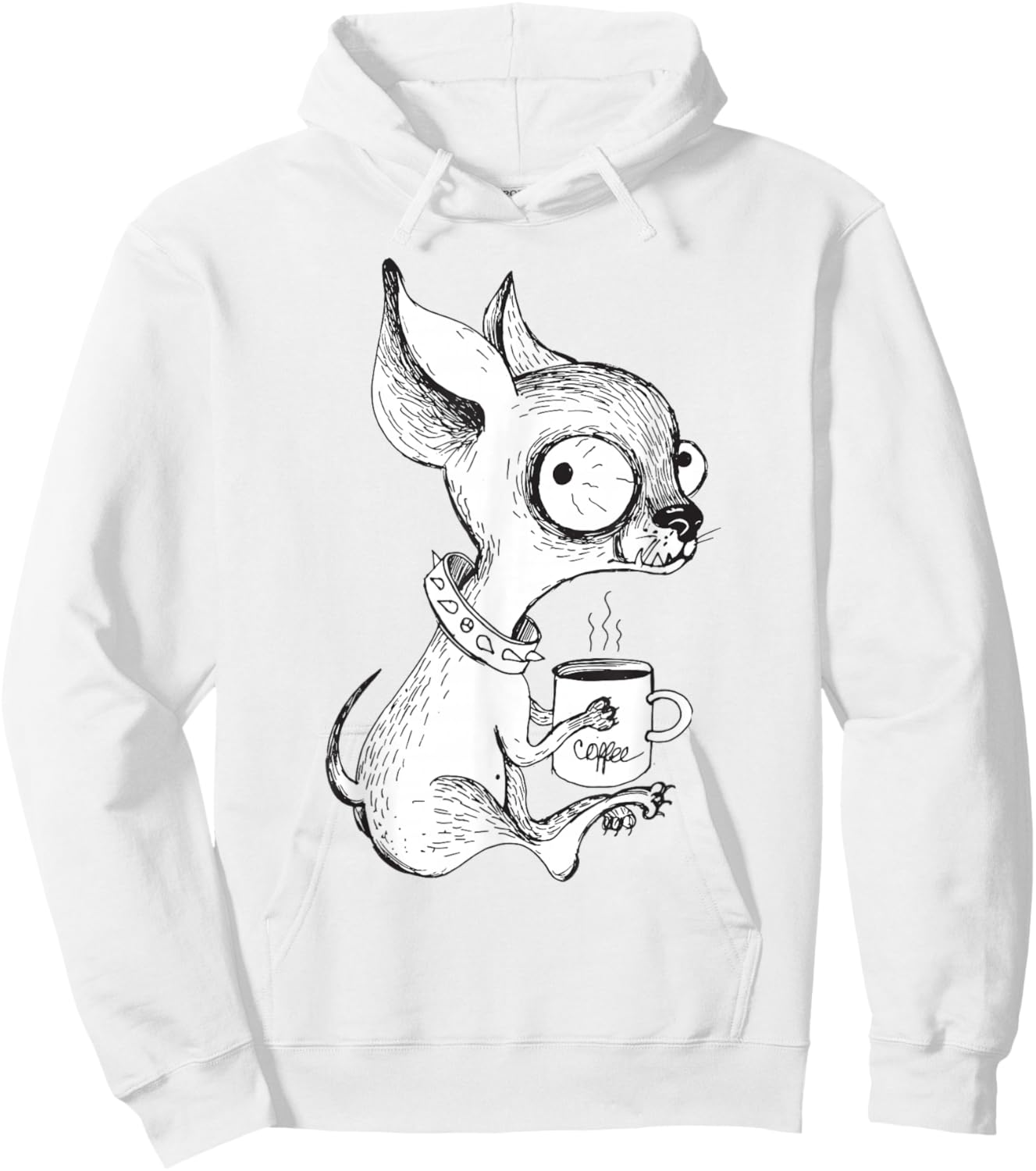 Cute Unique Chihuahua & Coffee Art | Dog Lover Gift Hoodie - Hoodie | White