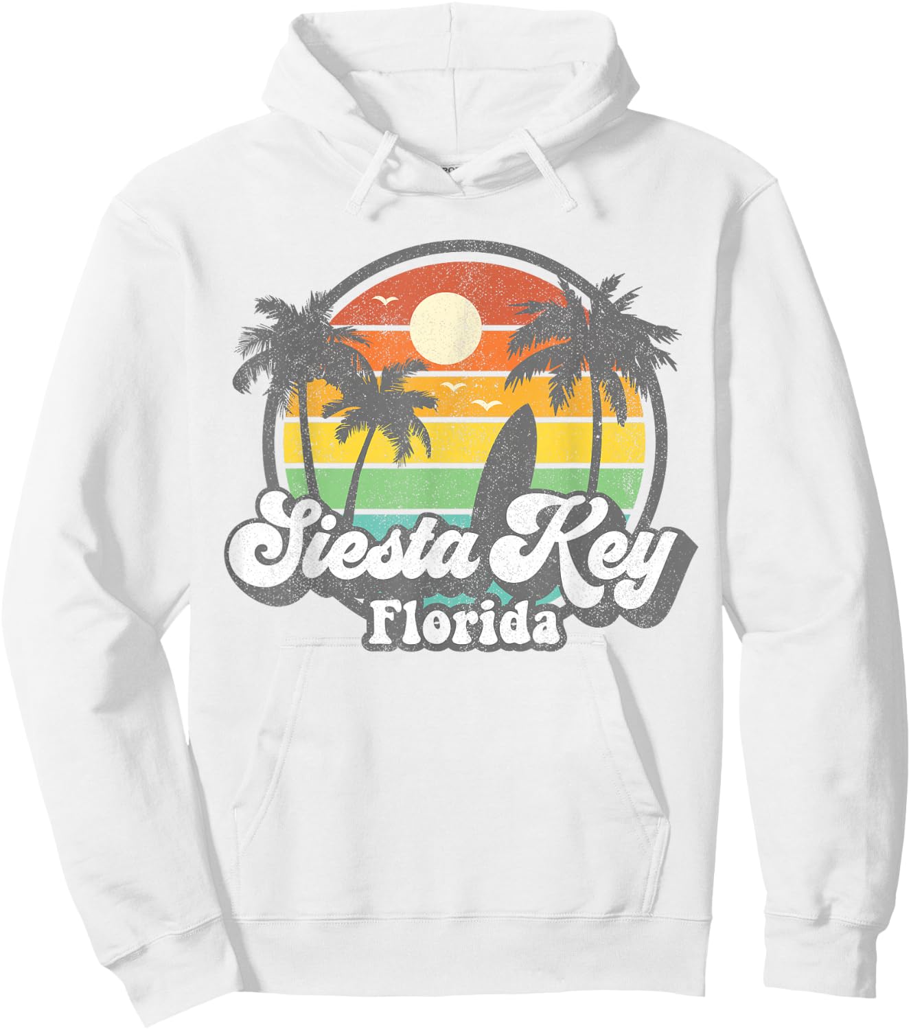 Vintage Siesta Key Beach Florida Surfing Retro 70s Surf Gift Women Girls Kids Hoodie - Hoodie | White