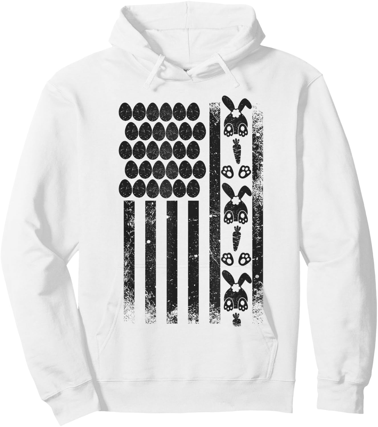 Funny Easter Flag Eggs and Bunny Adult Humor Hoodie - Hoodie | White